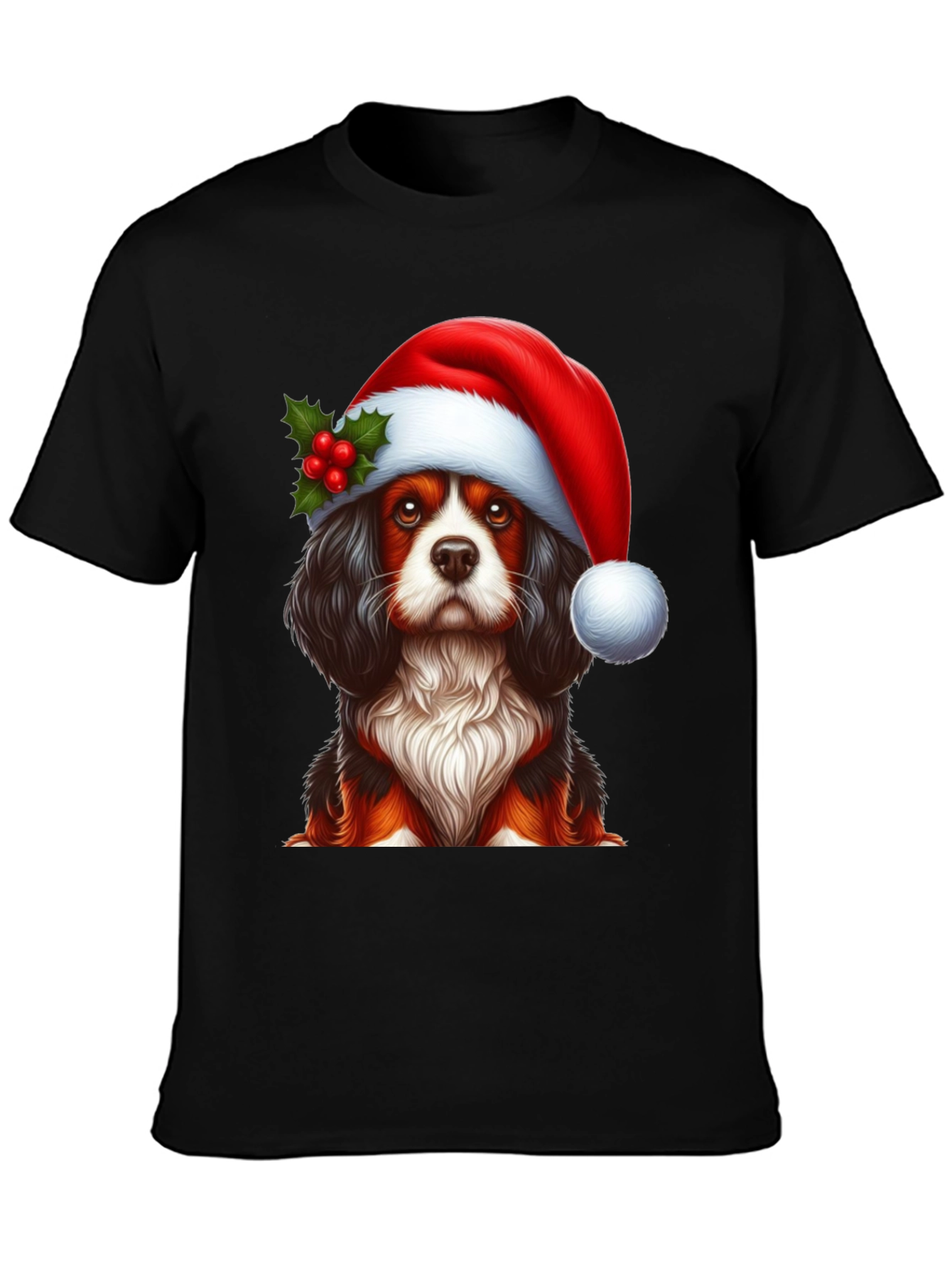 Christmas Dog T-Shirt - Cute Cavalier Santa Hat Tee