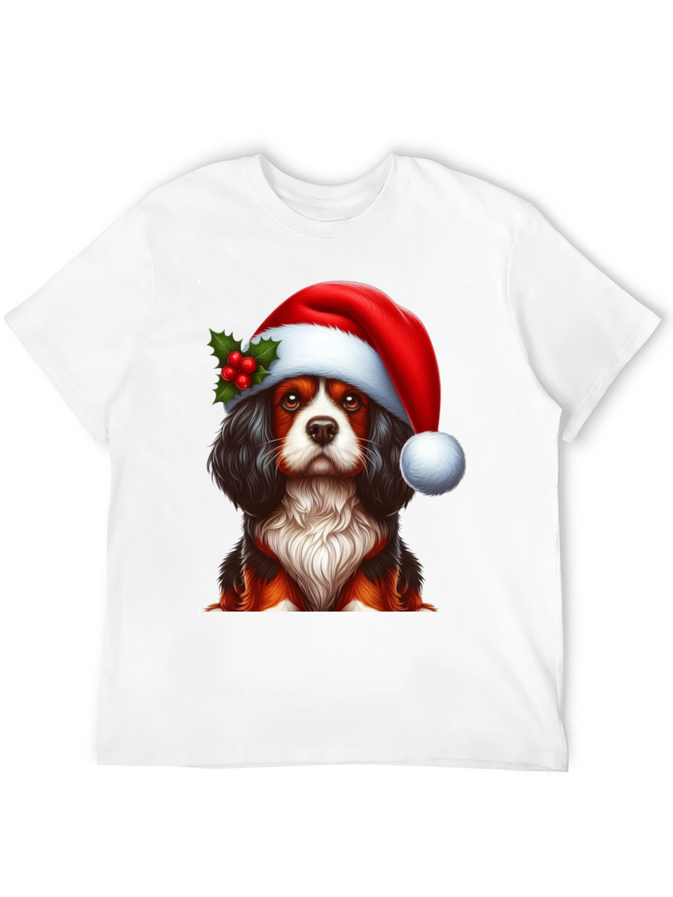 Christmas Dog T-Shirt - Cute Cavalier Santa Hat Tee
