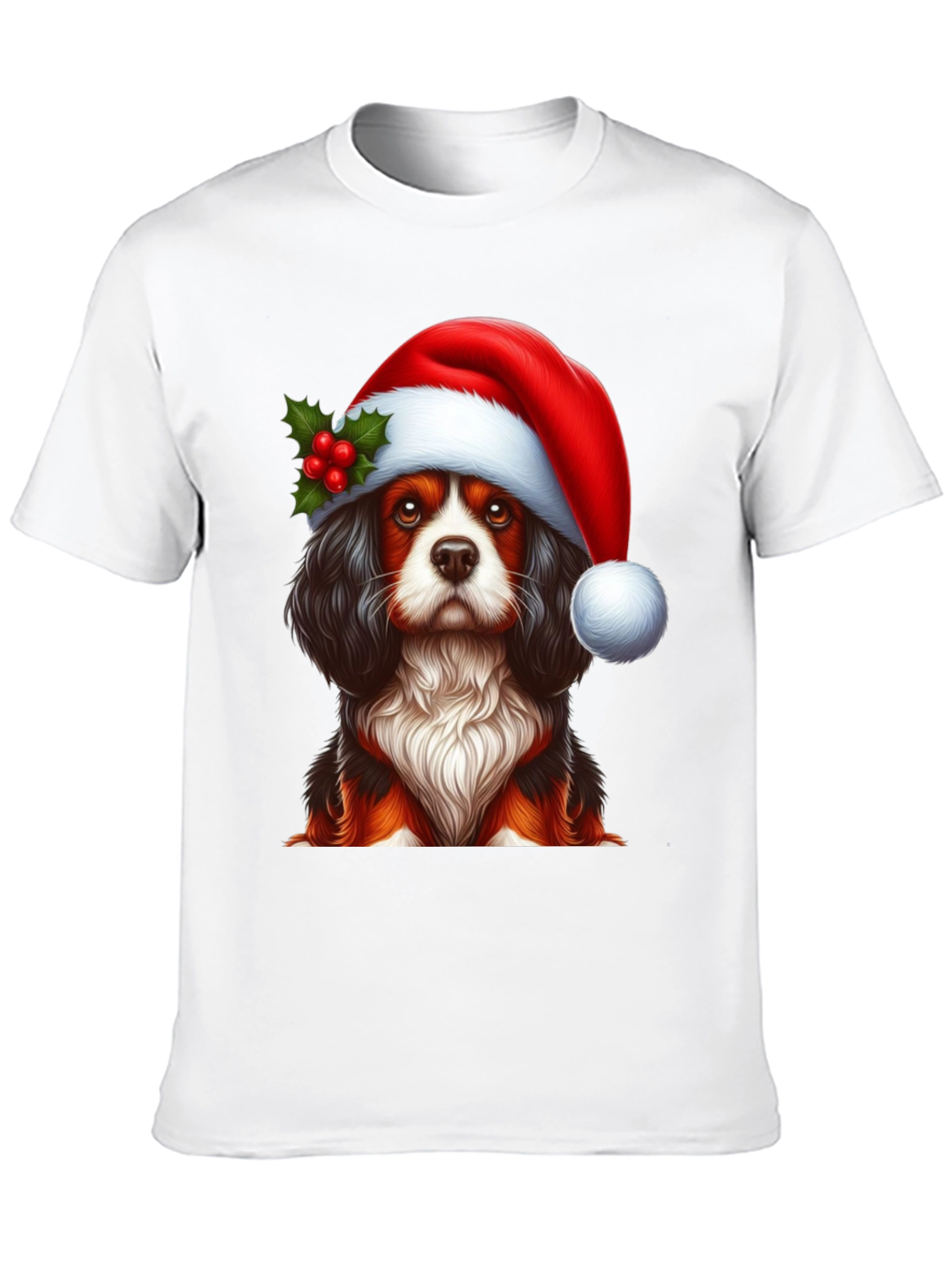 Christmas Dog T-Shirt - Cute Cavalier Santa Hat Tee