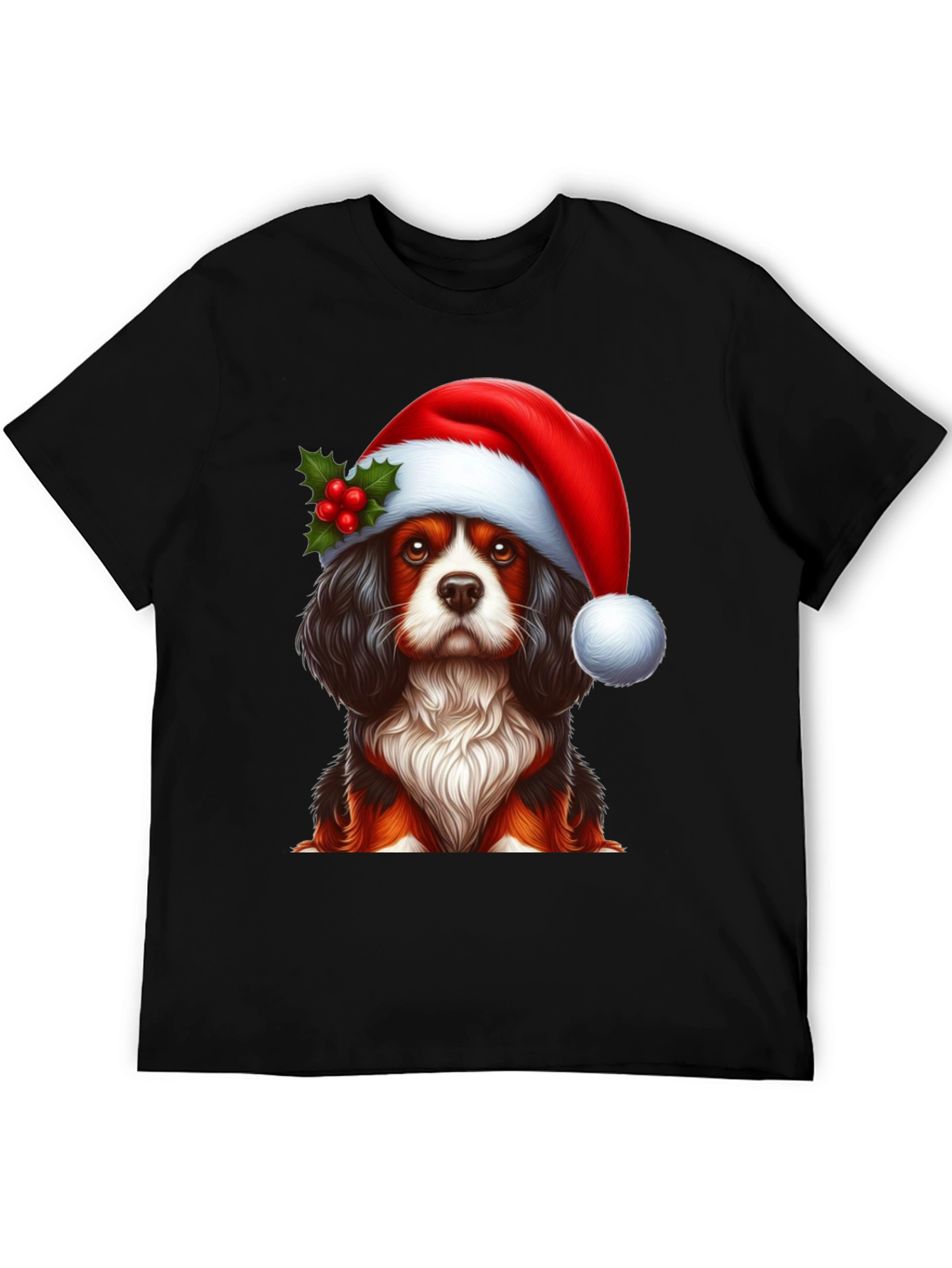 Christmas Dog T-Shirt - Cute Cavalier Santa Hat Tee