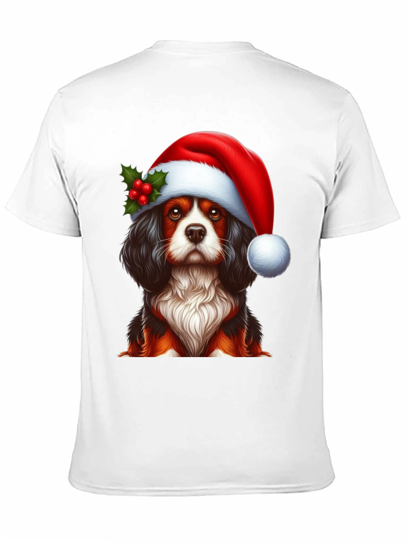 Christmas Dog T-Shirt - Cute Cavalier Santa Hat Tee