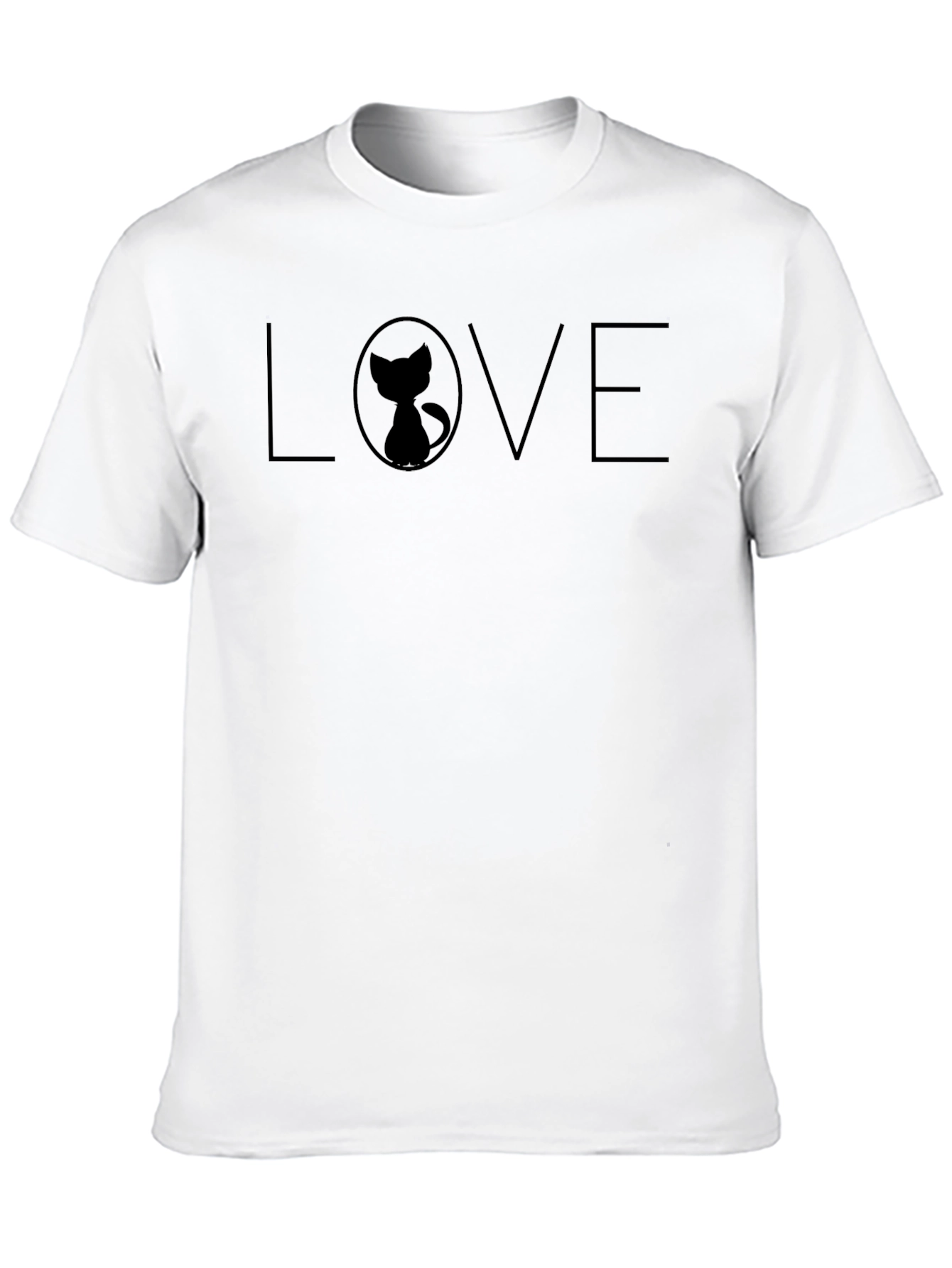 Love Cat Silhouette Black T-Shirt - Stylish & Modern