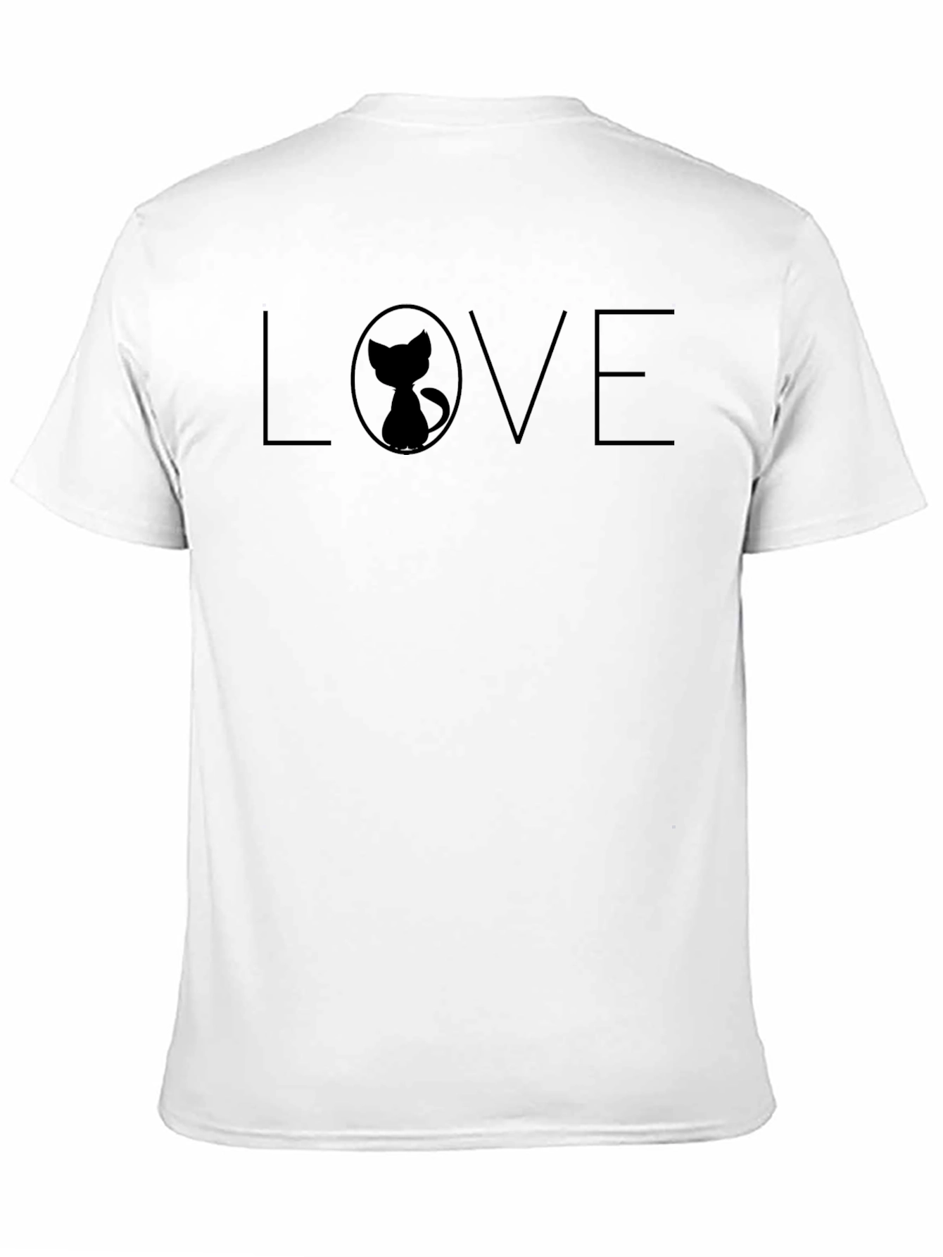 Love Cat Silhouette Black T-Shirt - Stylish & Modern