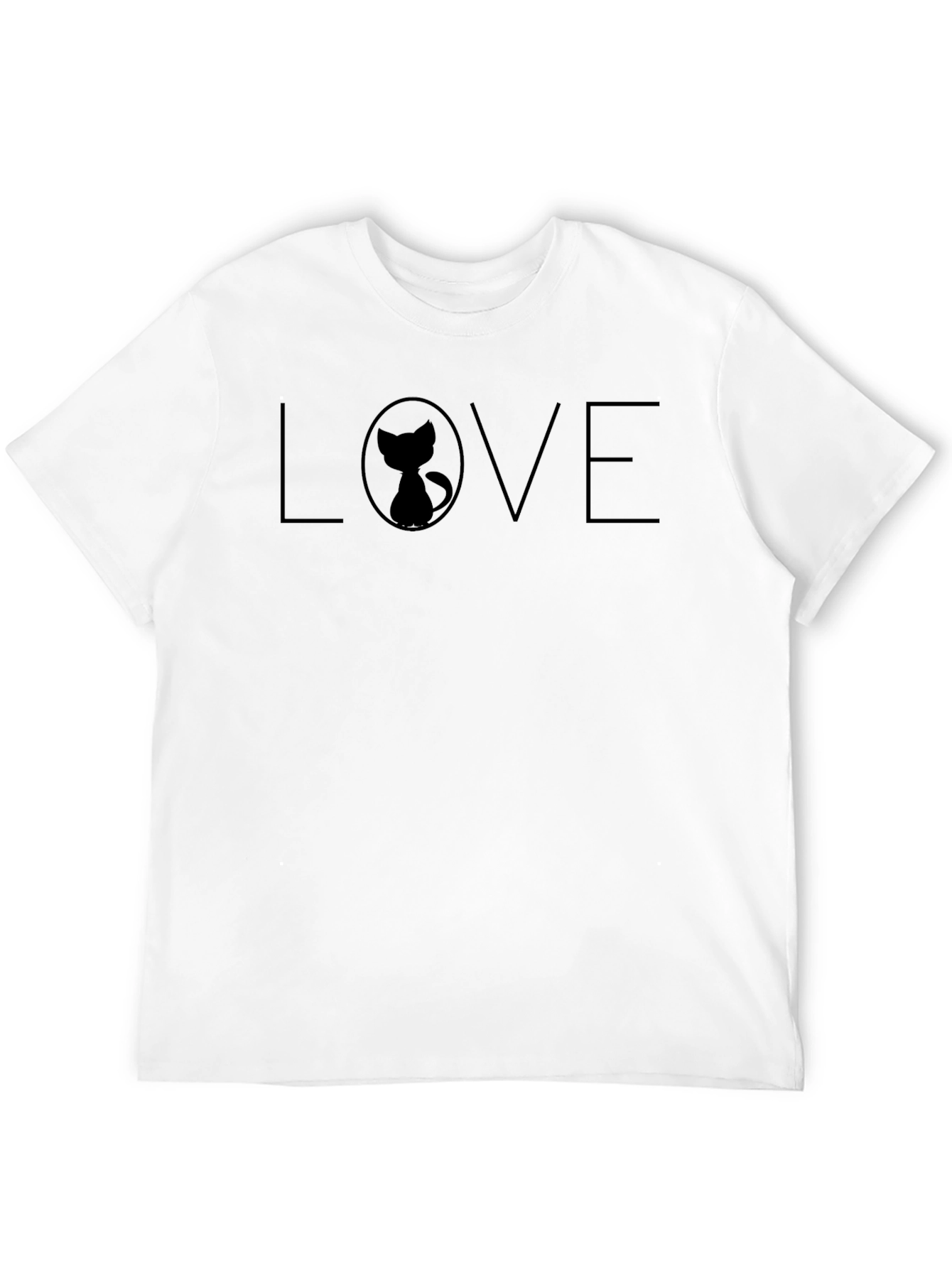 Love Cat Silhouette Black T-Shirt - Stylish & Modern