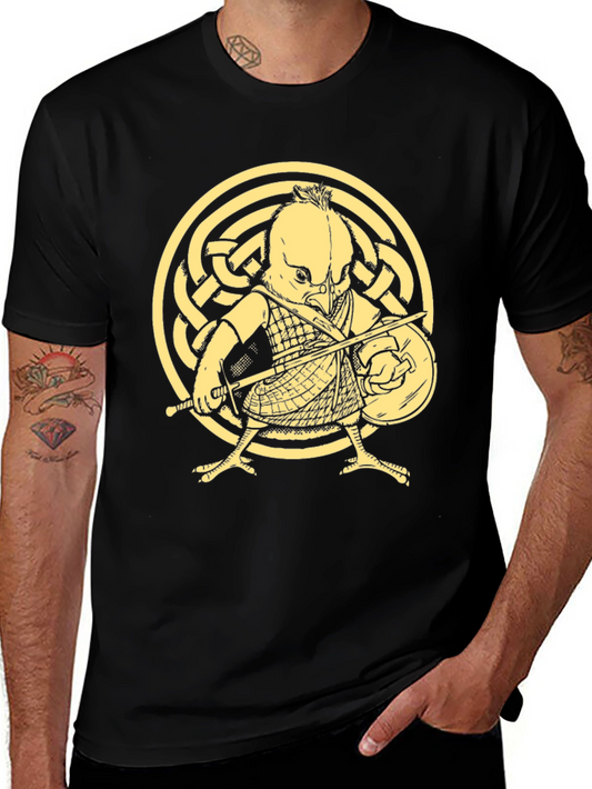 Black T-Shirt with Warrior Chicken Graphic