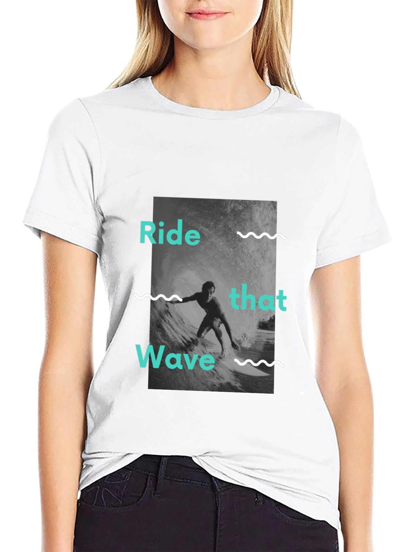 Ride That Wave Graphic Tee - Black Cotton