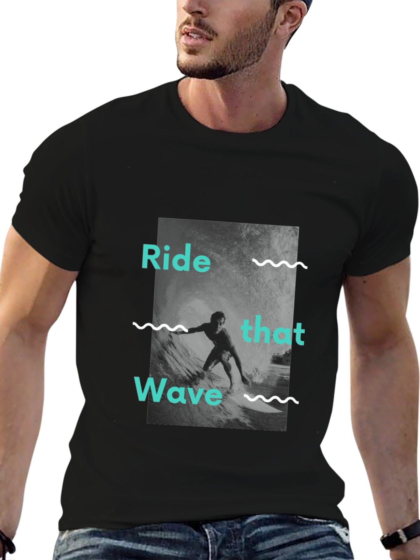 Ride That Wave Graphic Tee - Black Cotton
