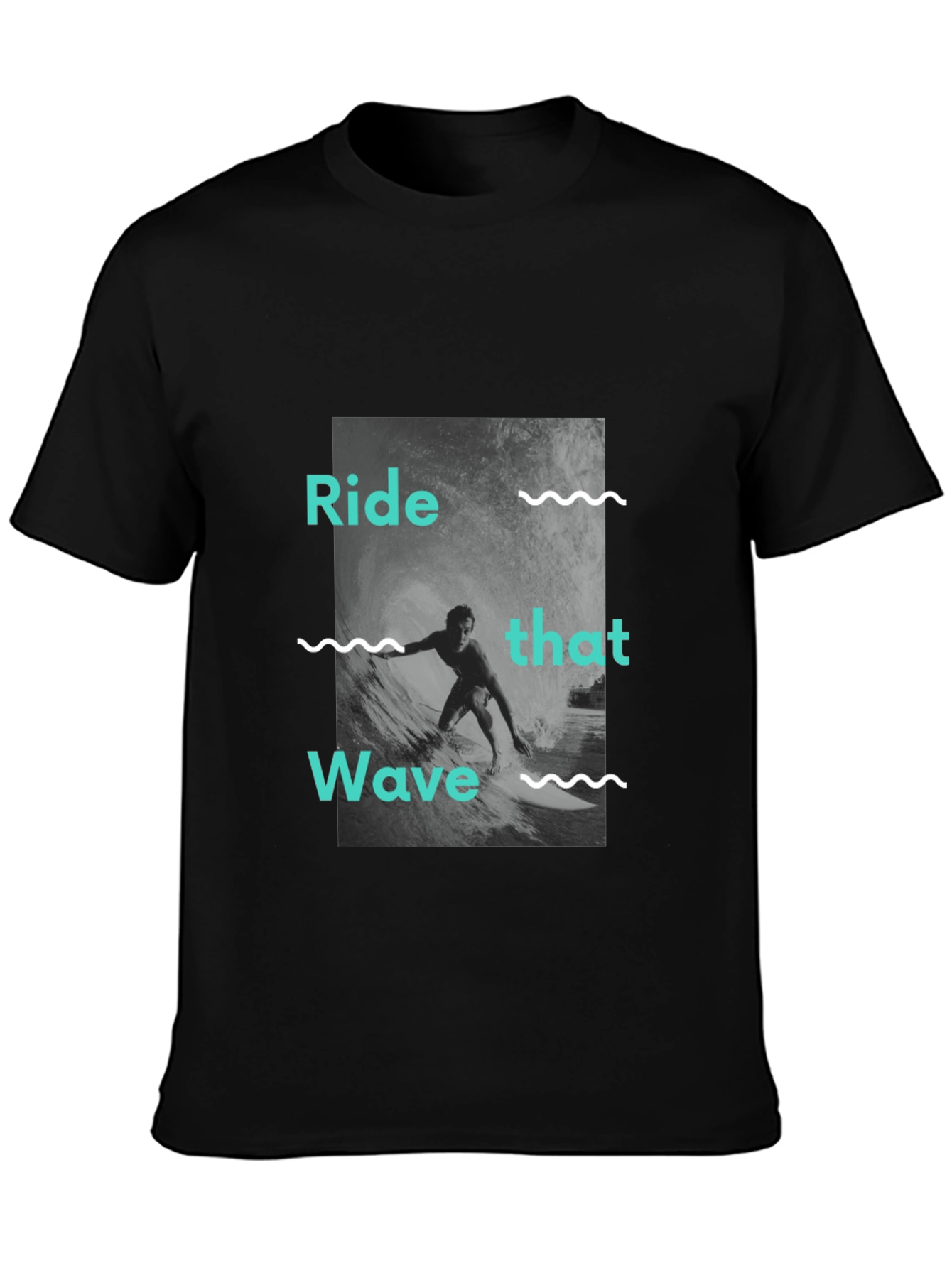 Ride That Wave Graphic Tee - Black Cotton