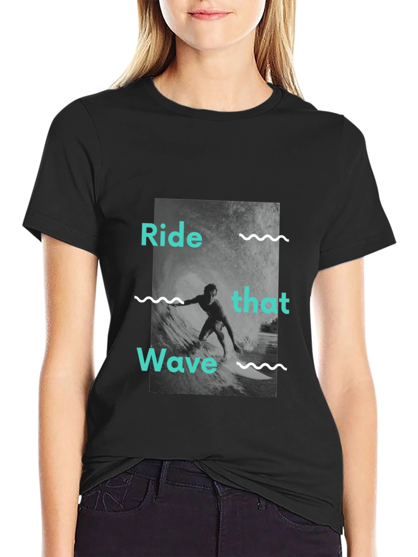 Ride That Wave Graphic Tee - Black Cotton