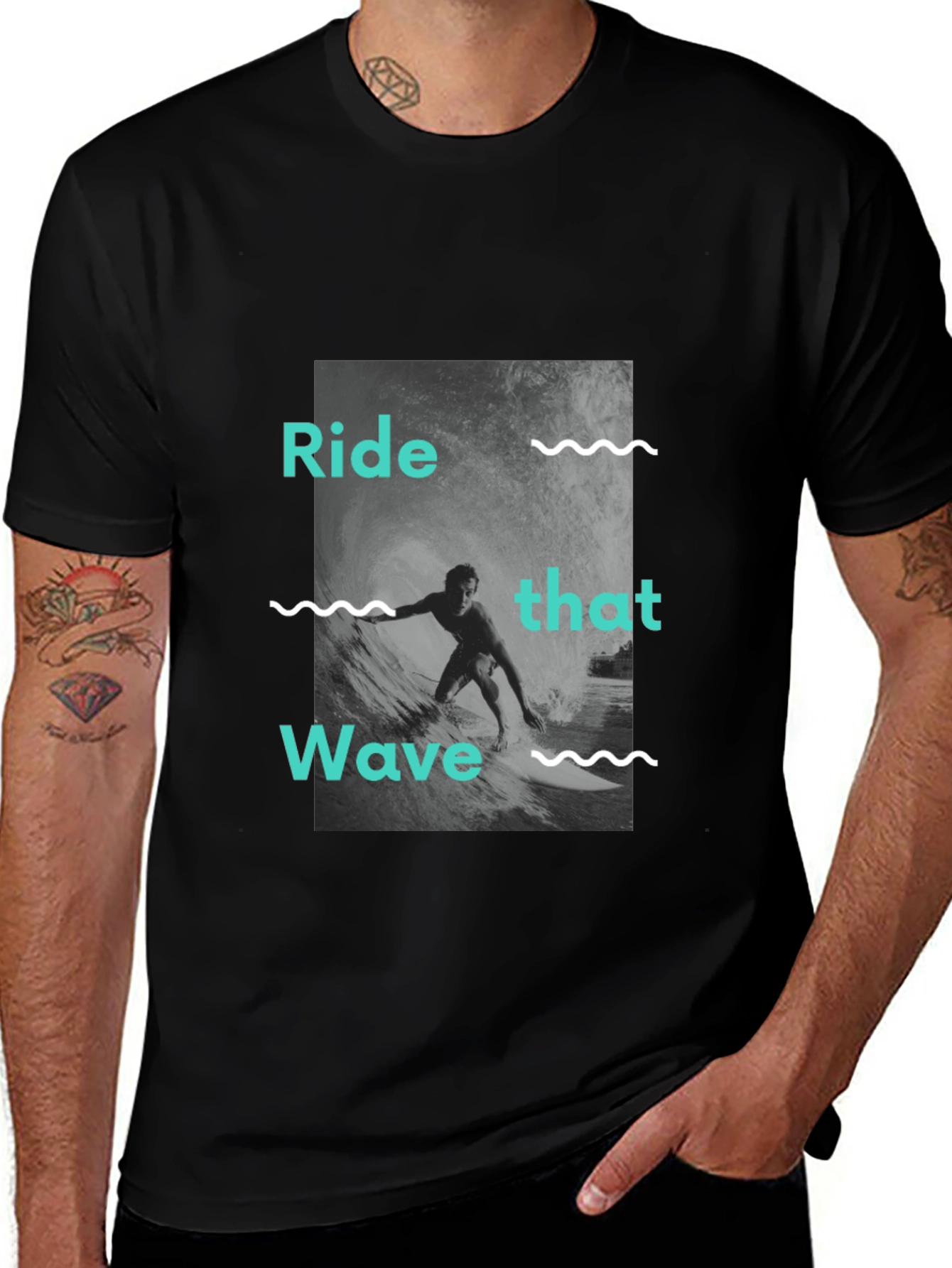Ride That Wave Graphic Tee - Black Cotton