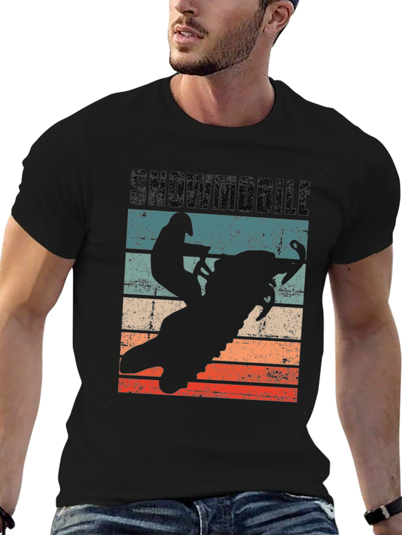 Snowmobile Silhouette Retro T-Shirt