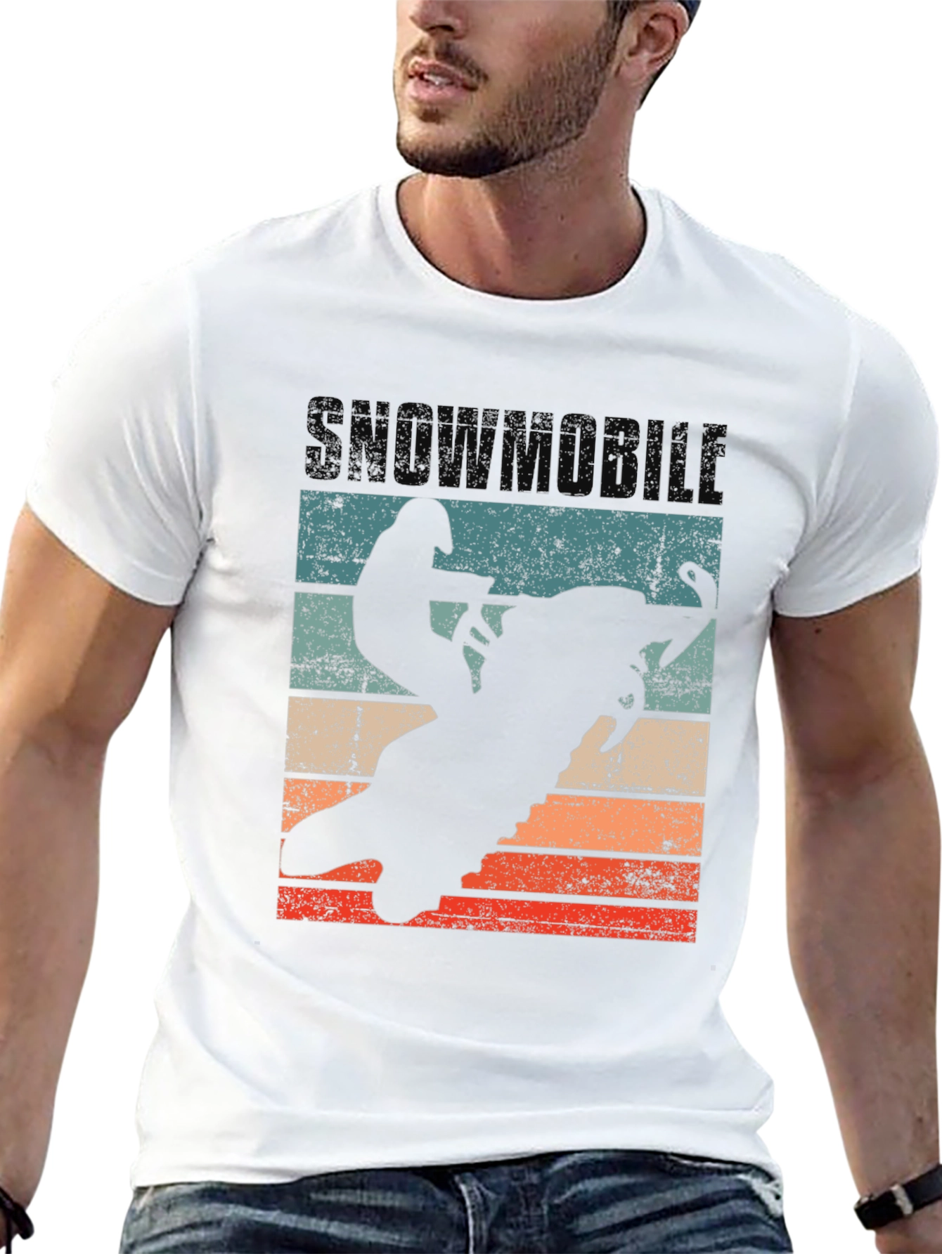 Snowmobile Silhouette Retro T-Shirt