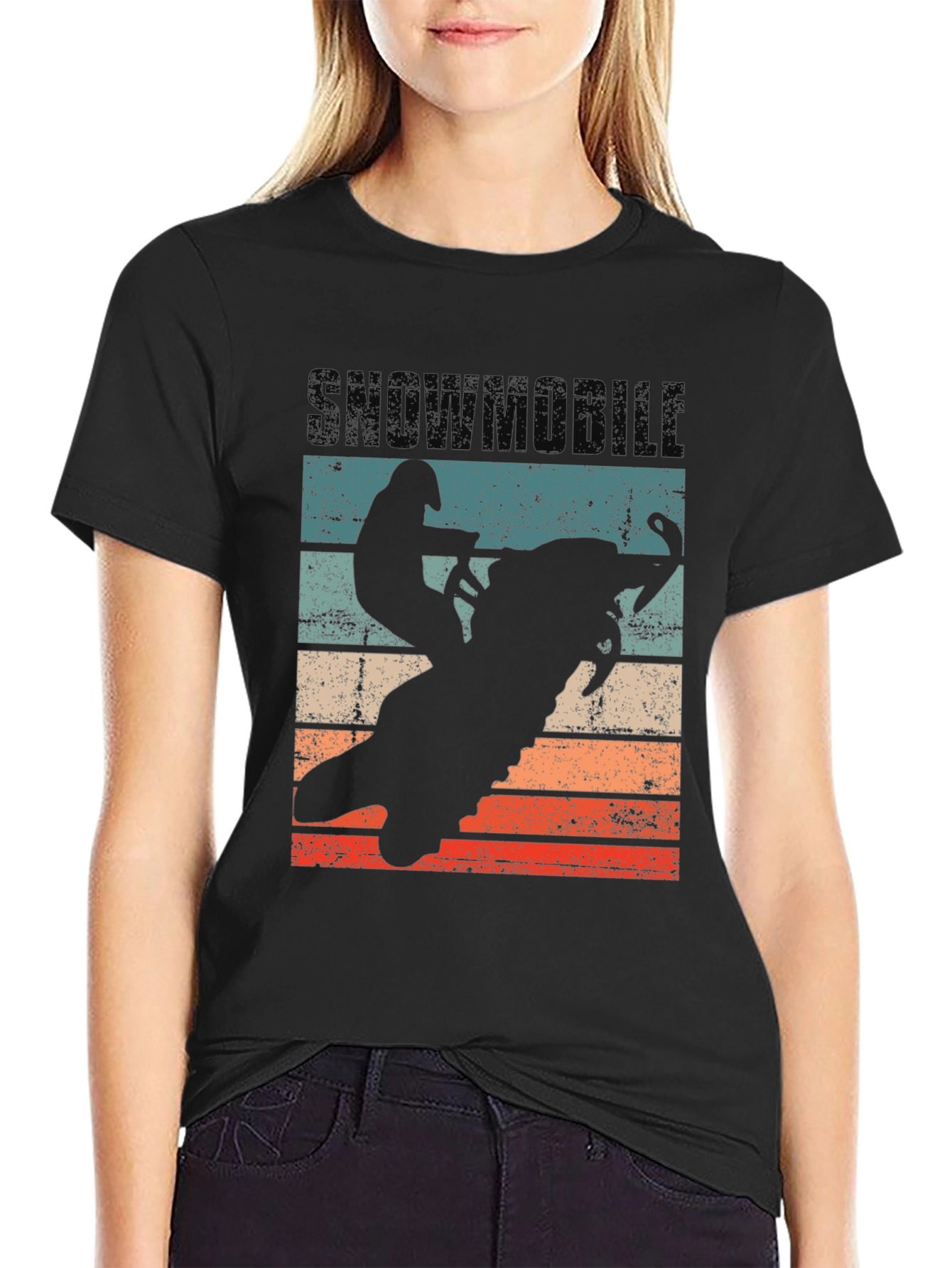 Snowmobile Silhouette Retro T-Shirt