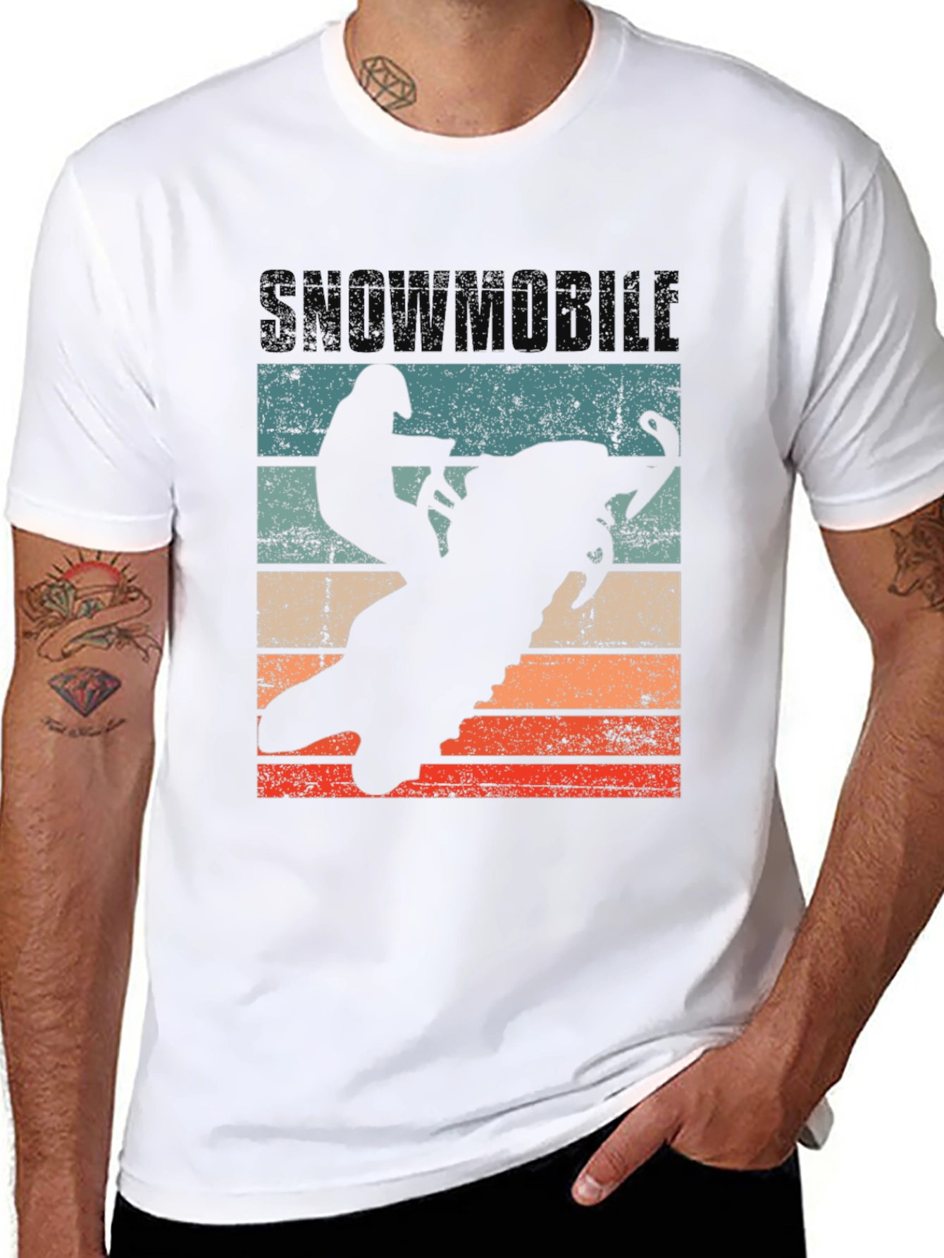 Snowmobile Silhouette Retro T-Shirt