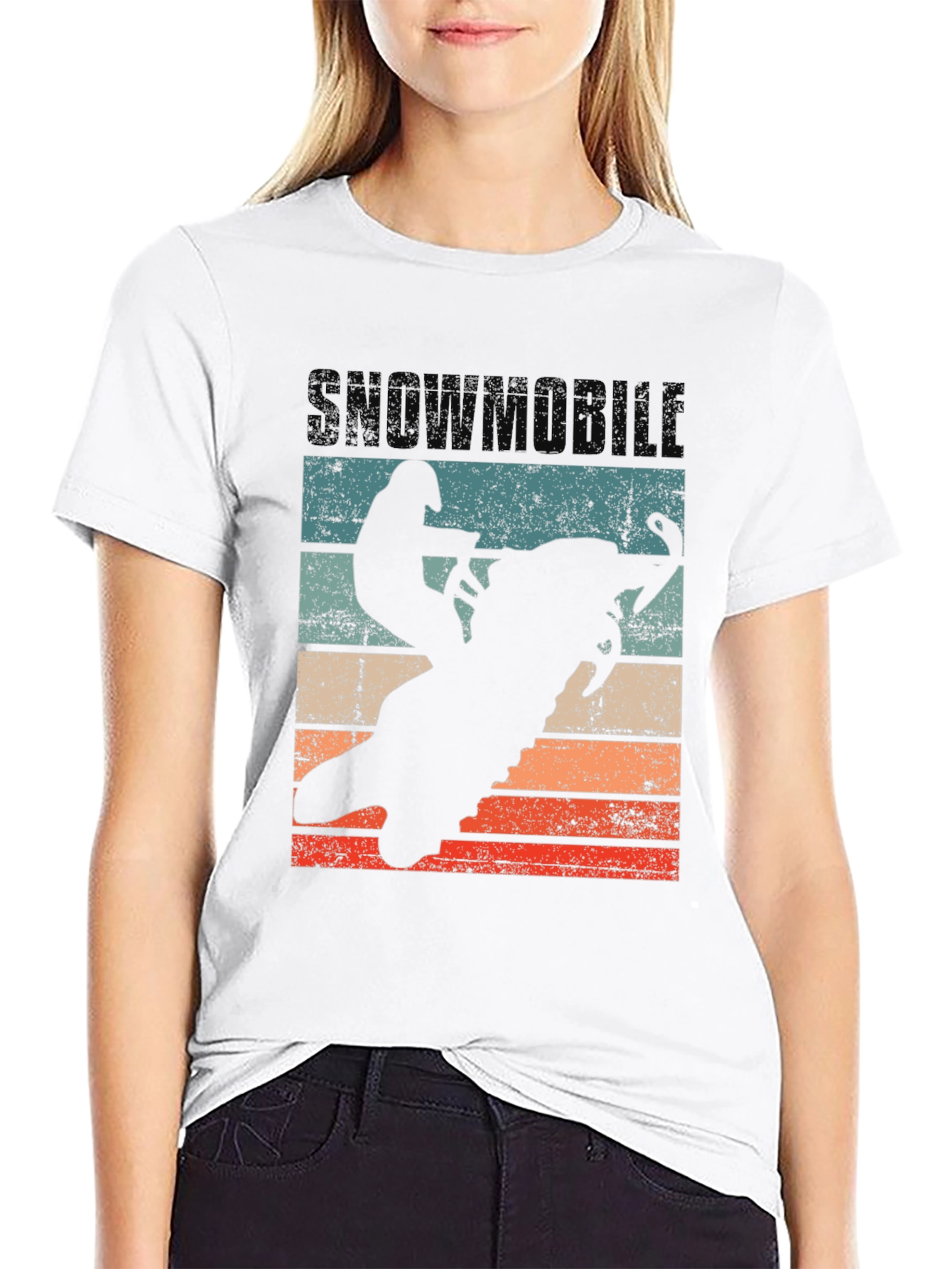 Snowmobile Silhouette Retro T-Shirt