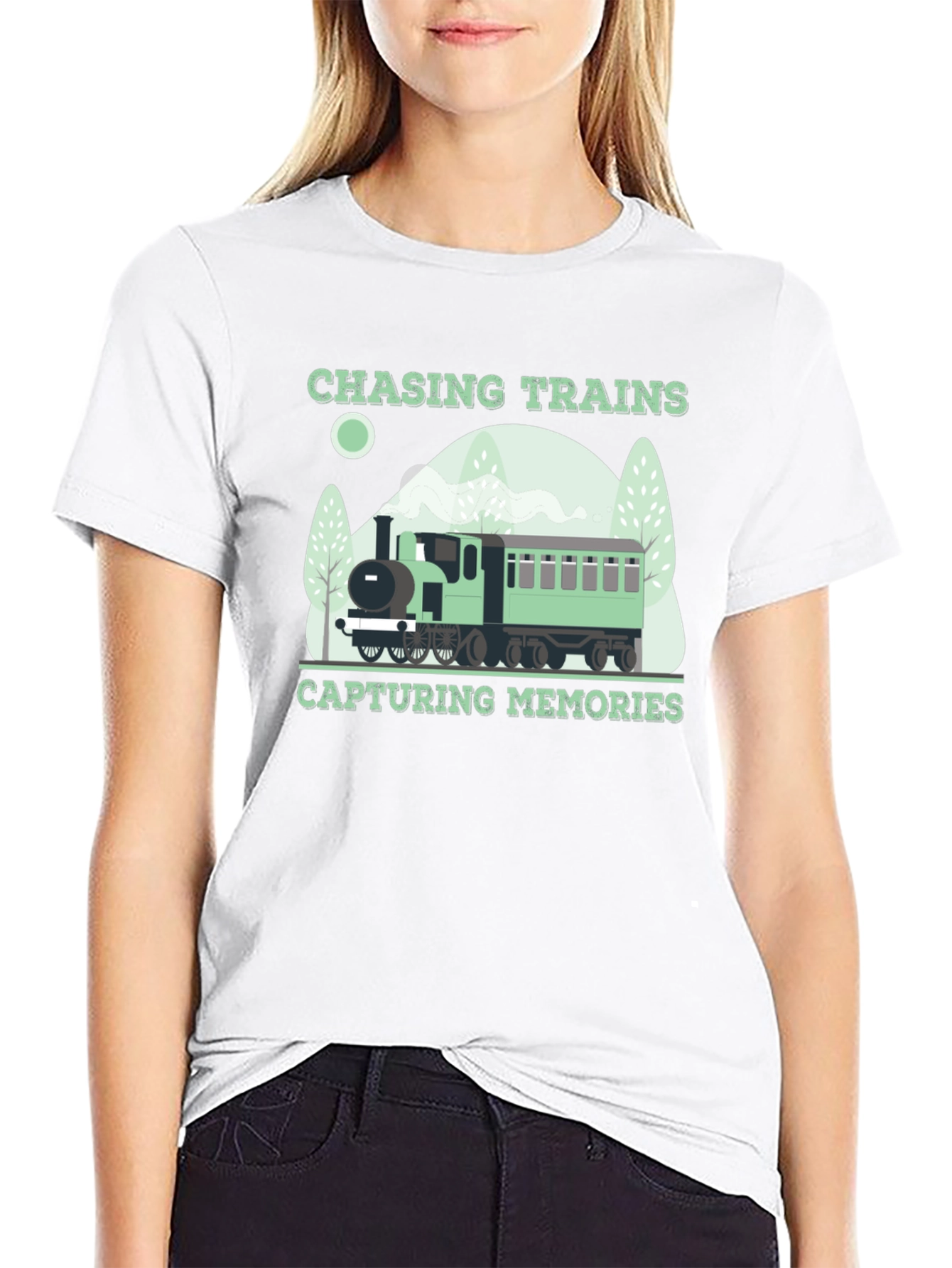 Chasing Trains Graphic T-Shirt - Locomotive Design