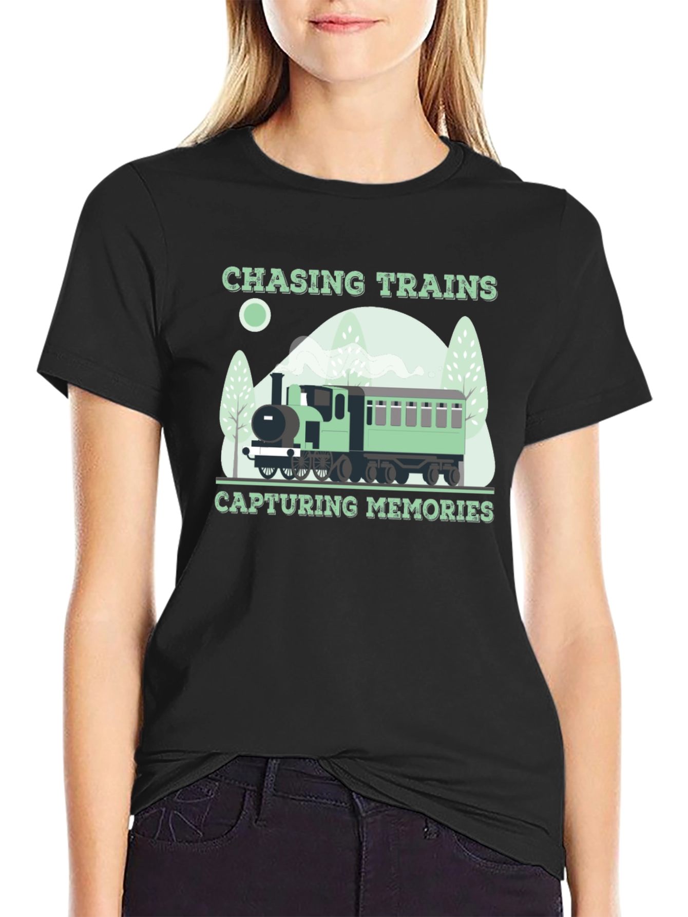 Chasing Trains Graphic T-Shirt - Locomotive Design
