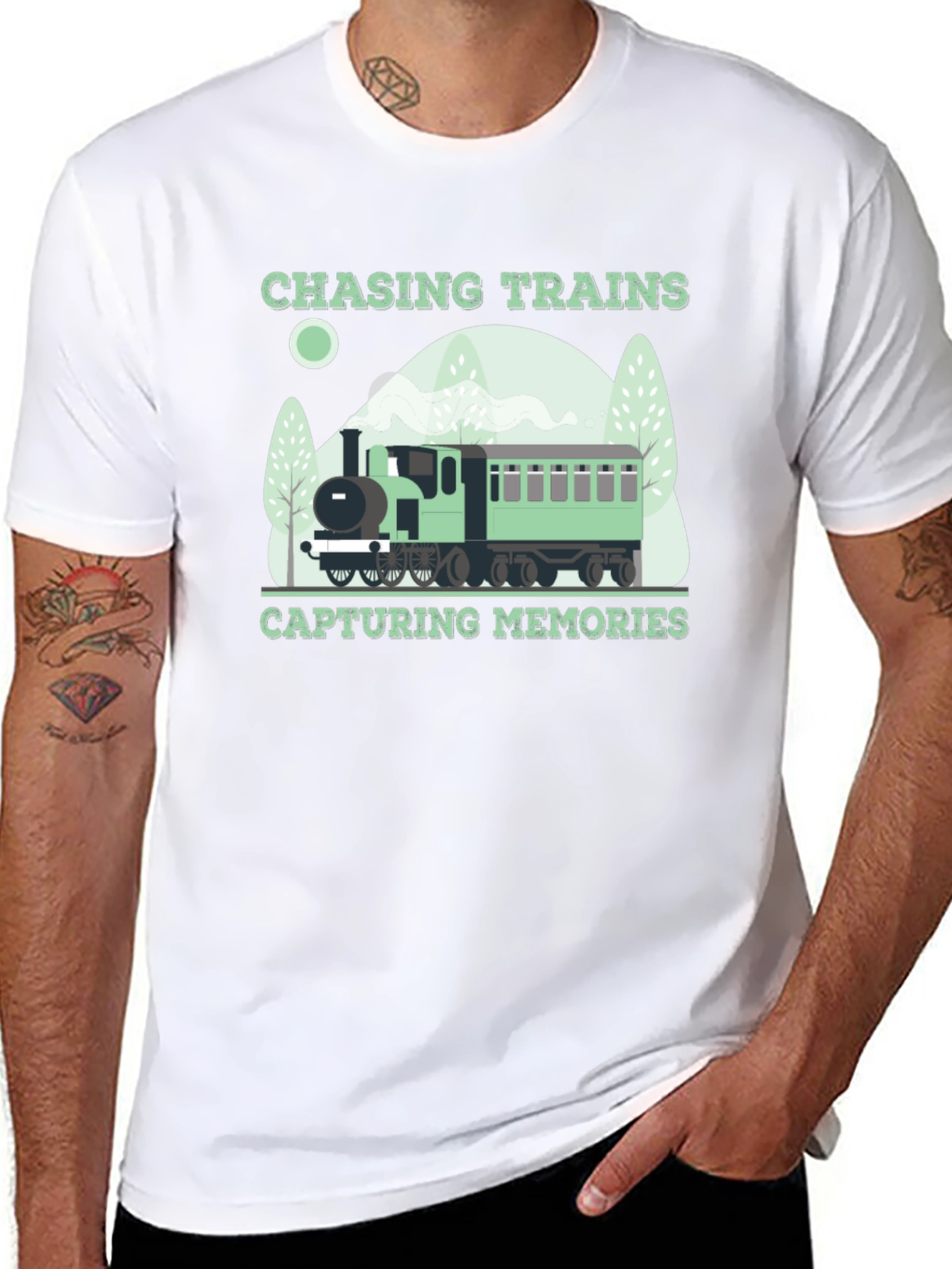 Chasing Trains Graphic T-Shirt - Locomotive Design