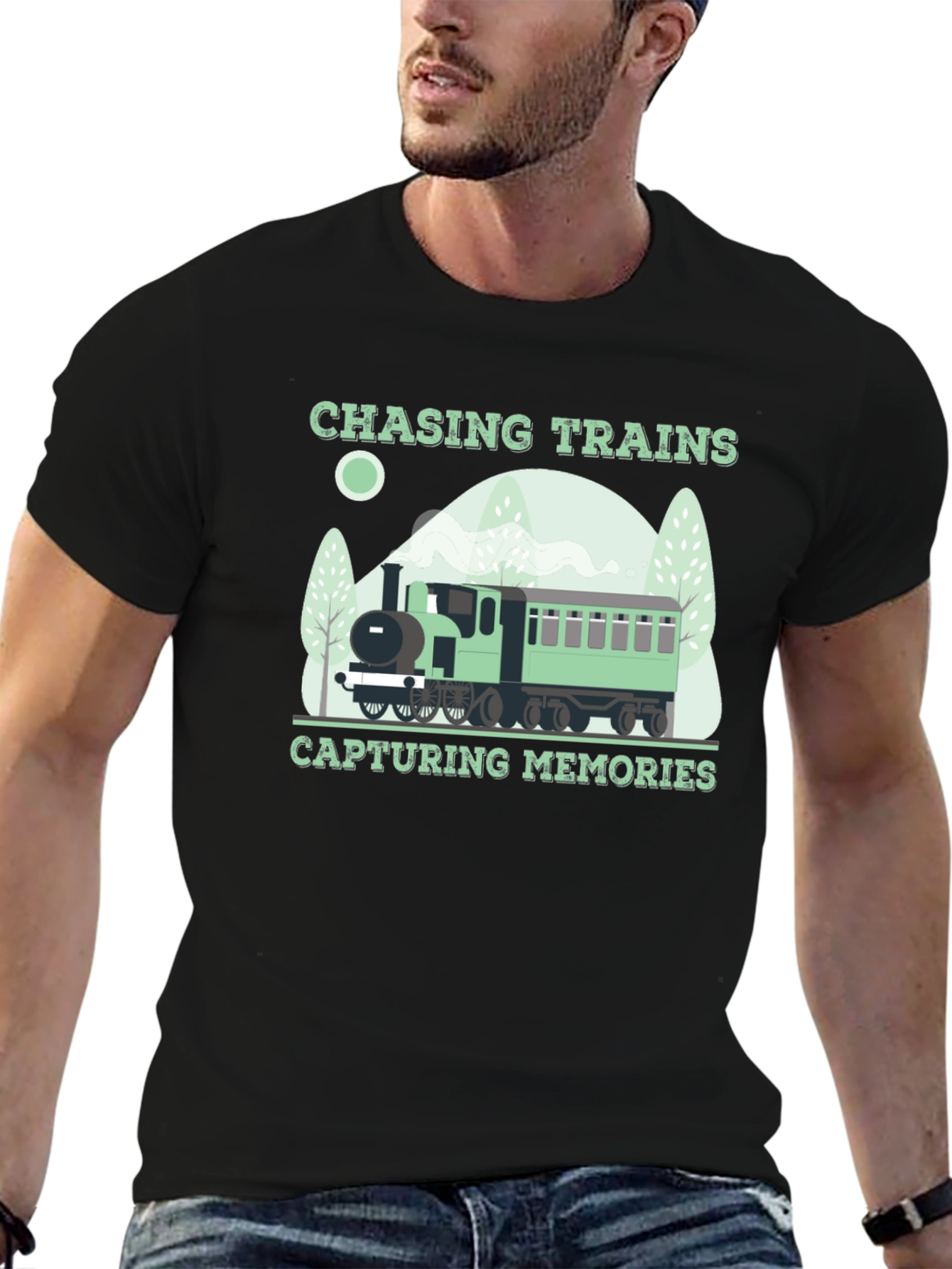 Chasing Trains Graphic T-Shirt - Locomotive Design