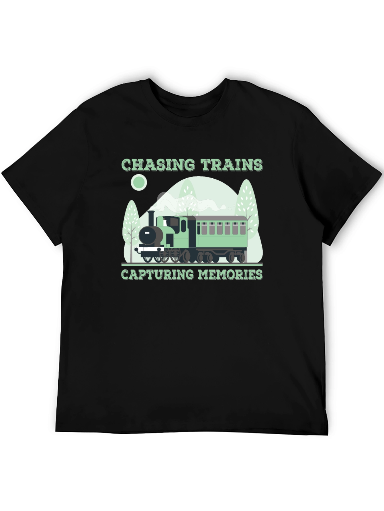 Chasing Trains Graphic T-Shirt - Locomotive Design