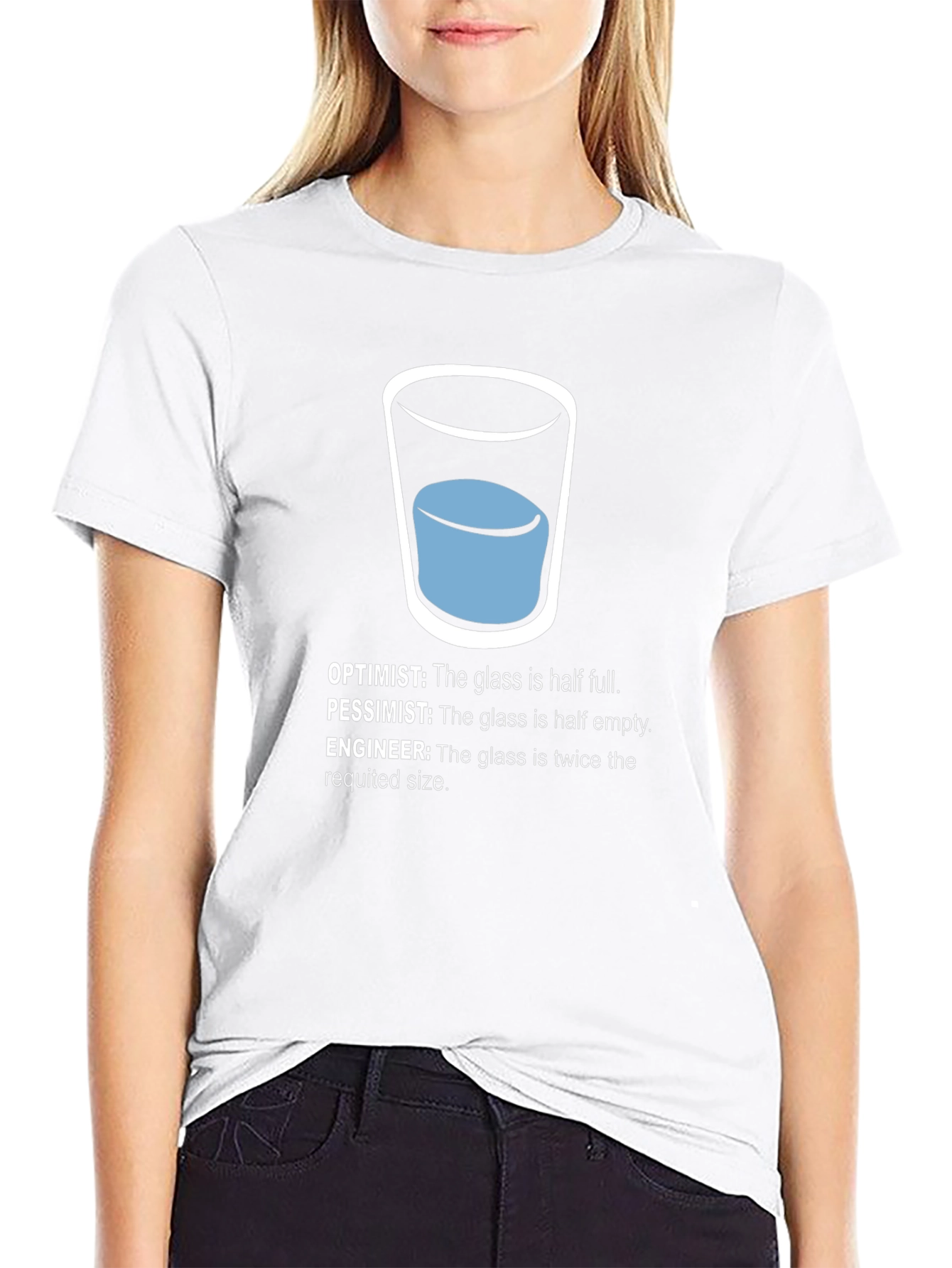 Engineer Humor T-Shirt - Half Full Glass
