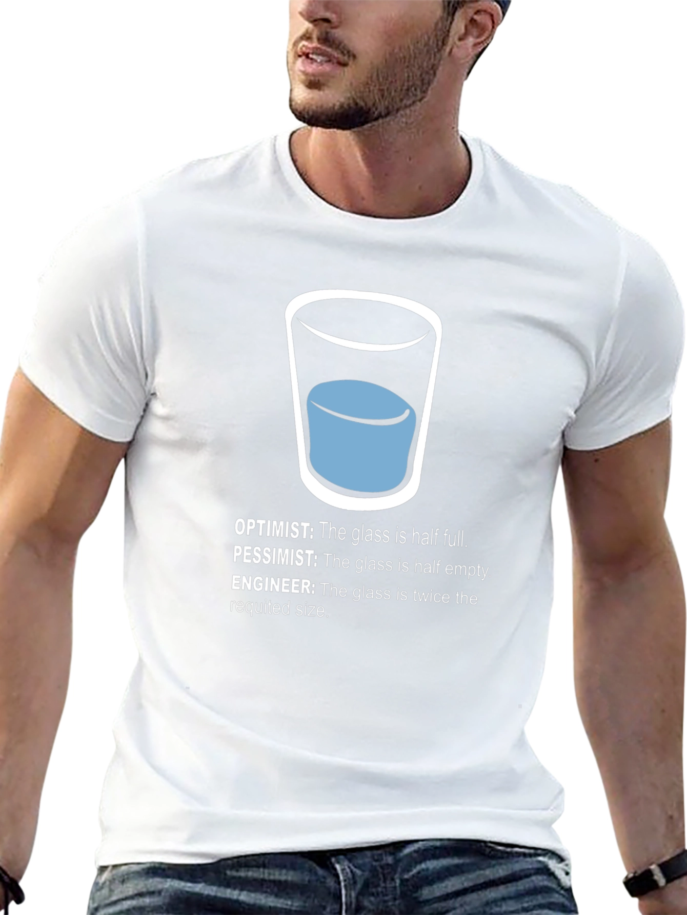 Engineer Humor T-Shirt - Half Full Glass