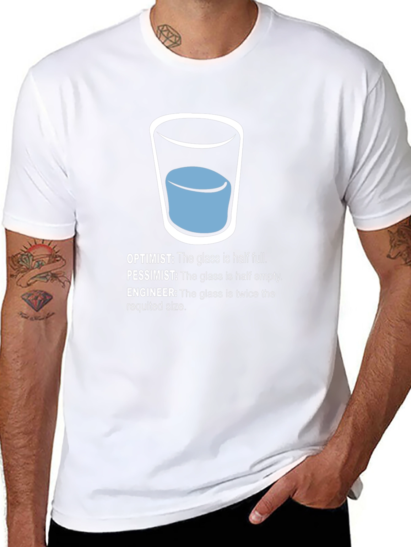 Engineer Humor T-Shirt - Half Full Glass