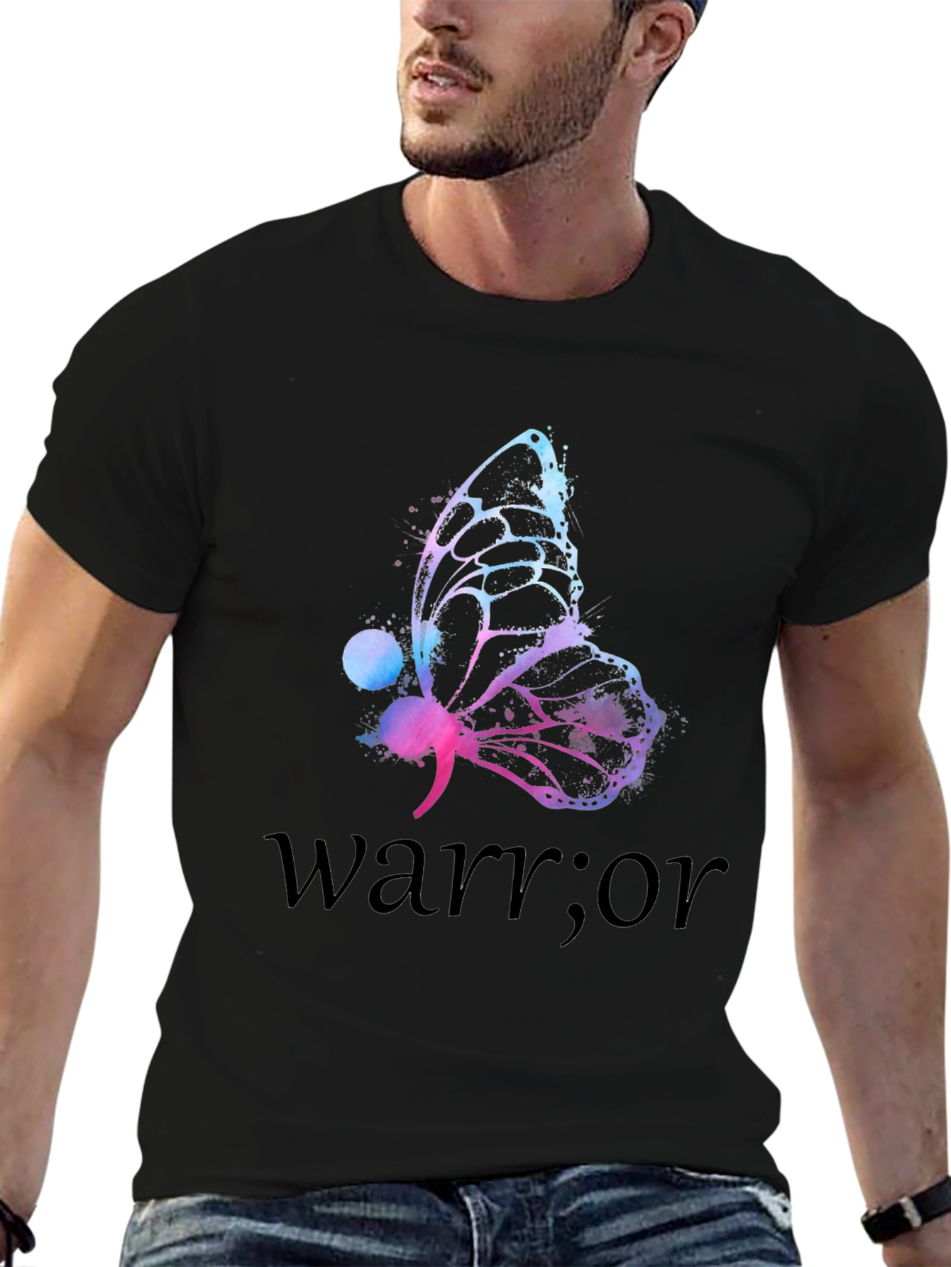 Warrior Sem-Colon Butterfly Graphic T-Shirt