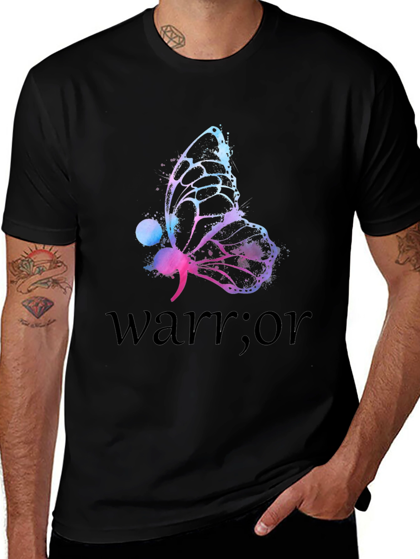 Warrior Sem-Colon Butterfly Graphic T-Shirt