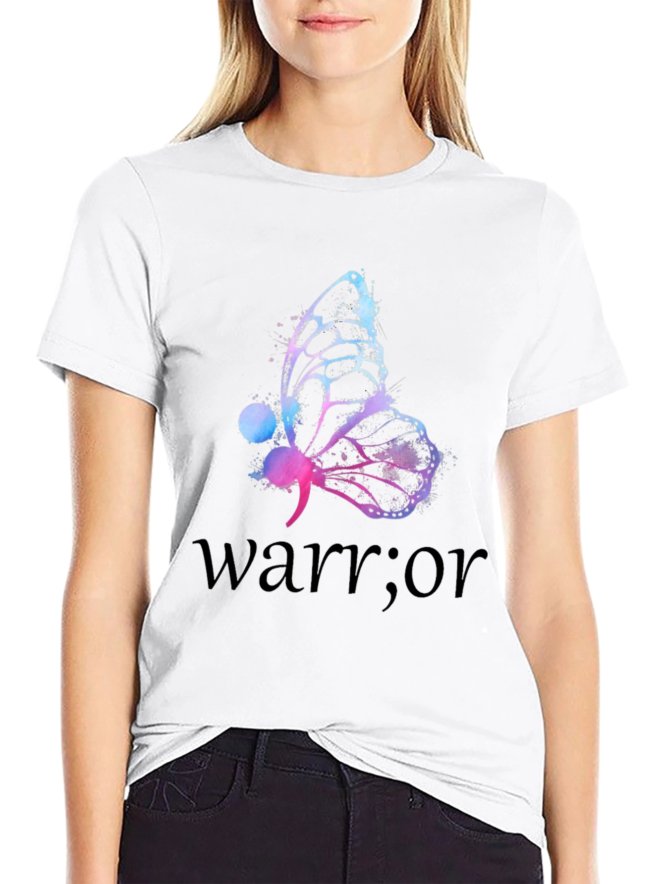 Warrior Sem-Colon Butterfly Graphic T-Shirt