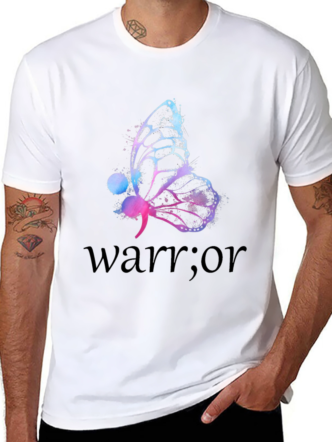 Warrior Sem-Colon Butterfly Graphic T-Shirt