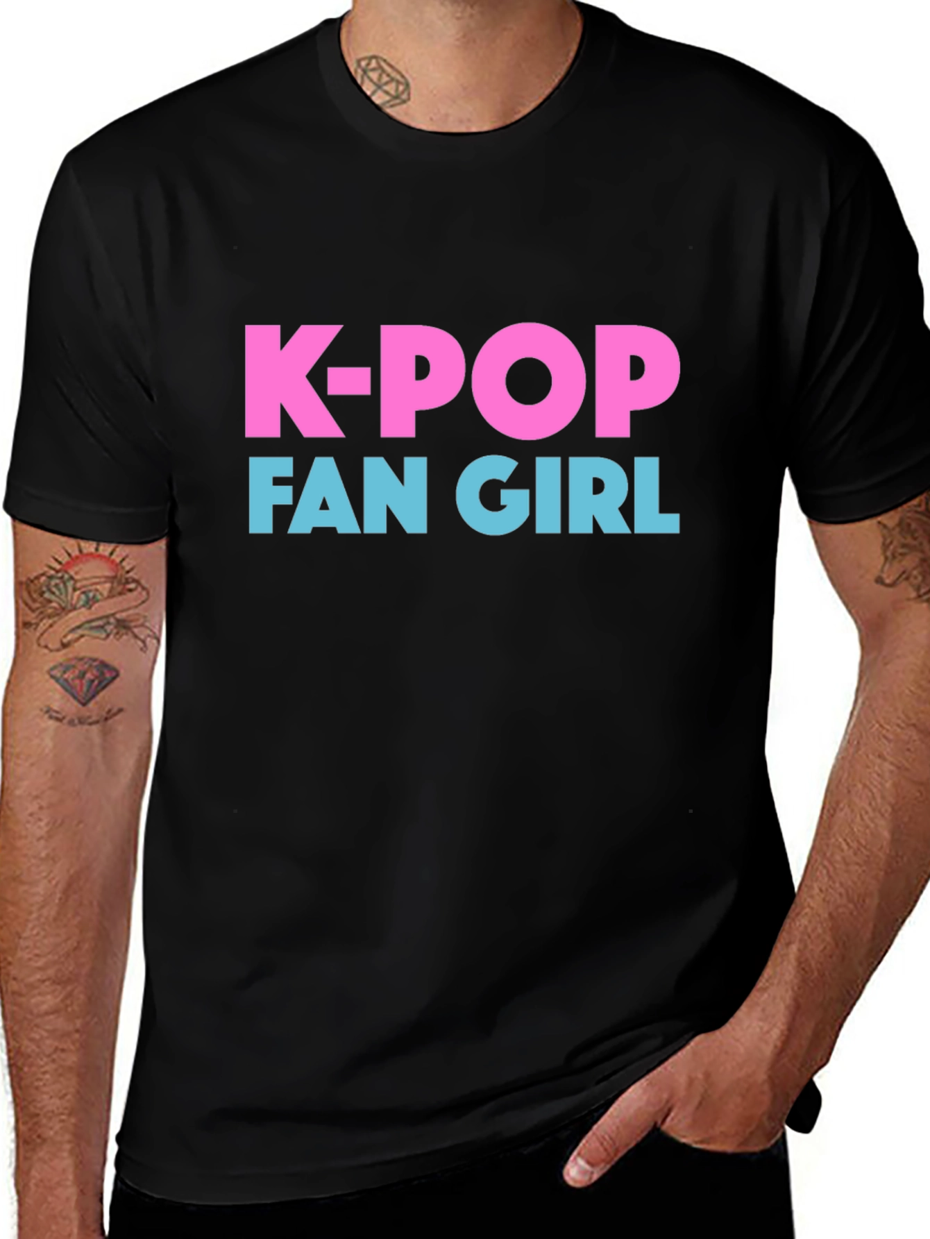 K-Pop Fan Girl Black T-Shirt