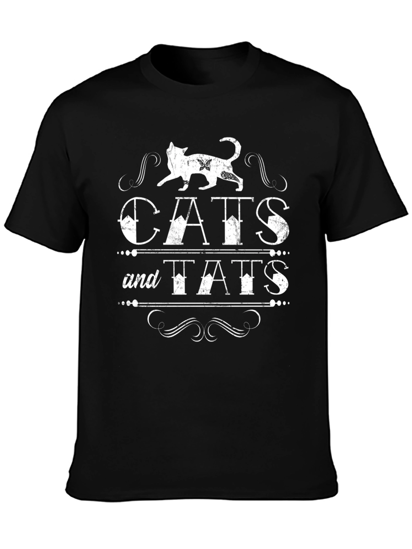 Cats and Tats Graphic T-Shirt - Black