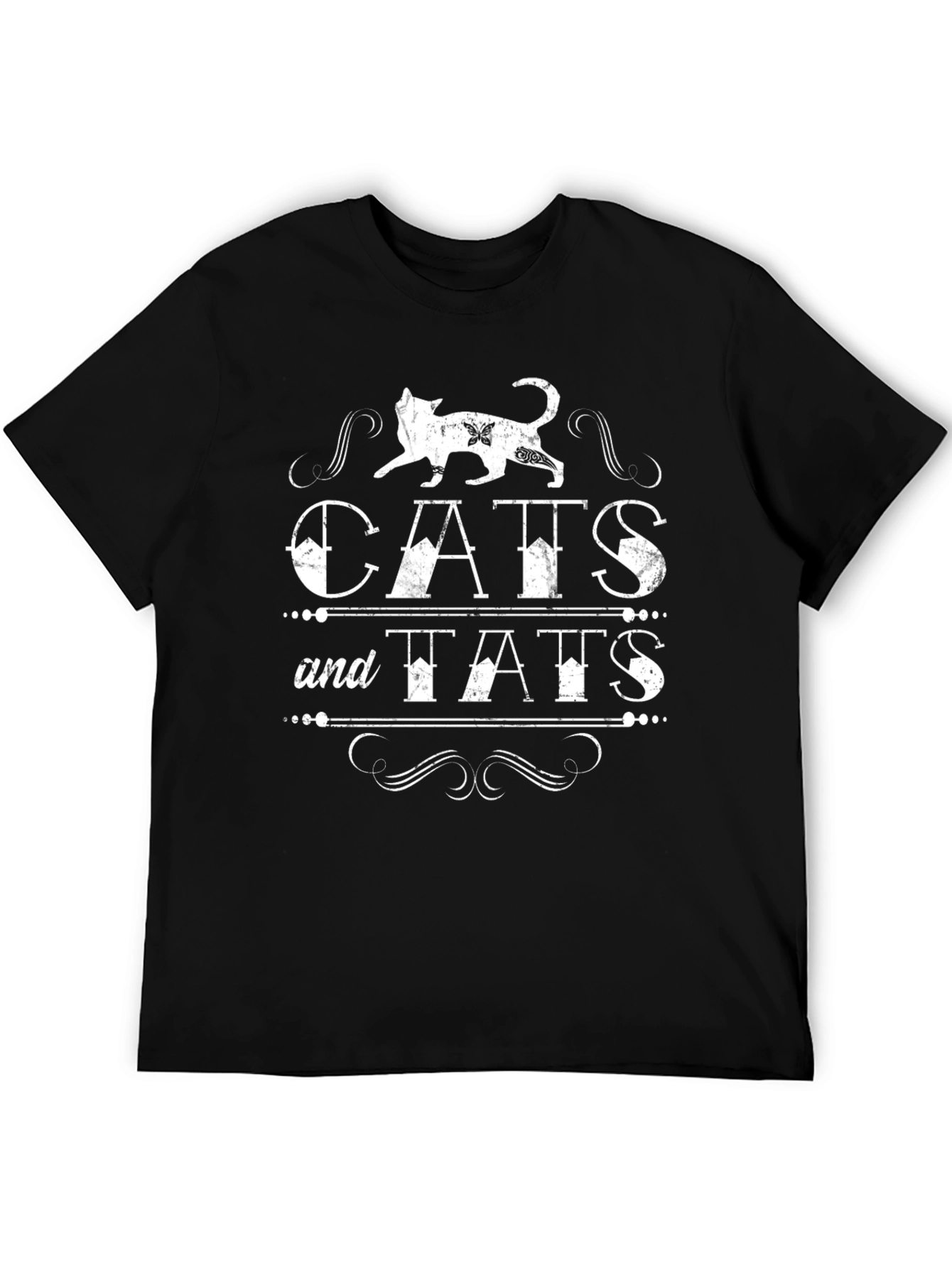 Cats and Tats Graphic T-Shirt - Black