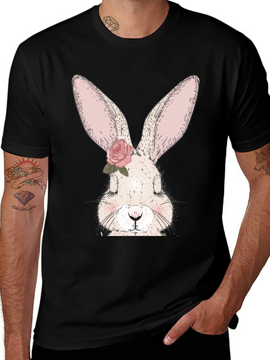 Floral Bunny Graphic Tee - Cute Rabbit T-Shirt