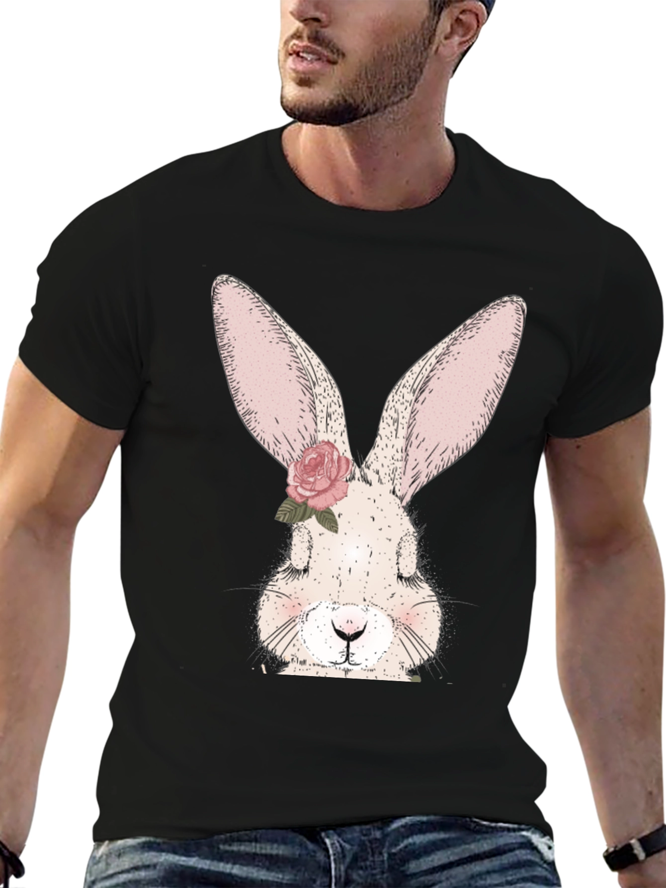 Floral Bunny Graphic Tee - Cute Rabbit T-Shirt
