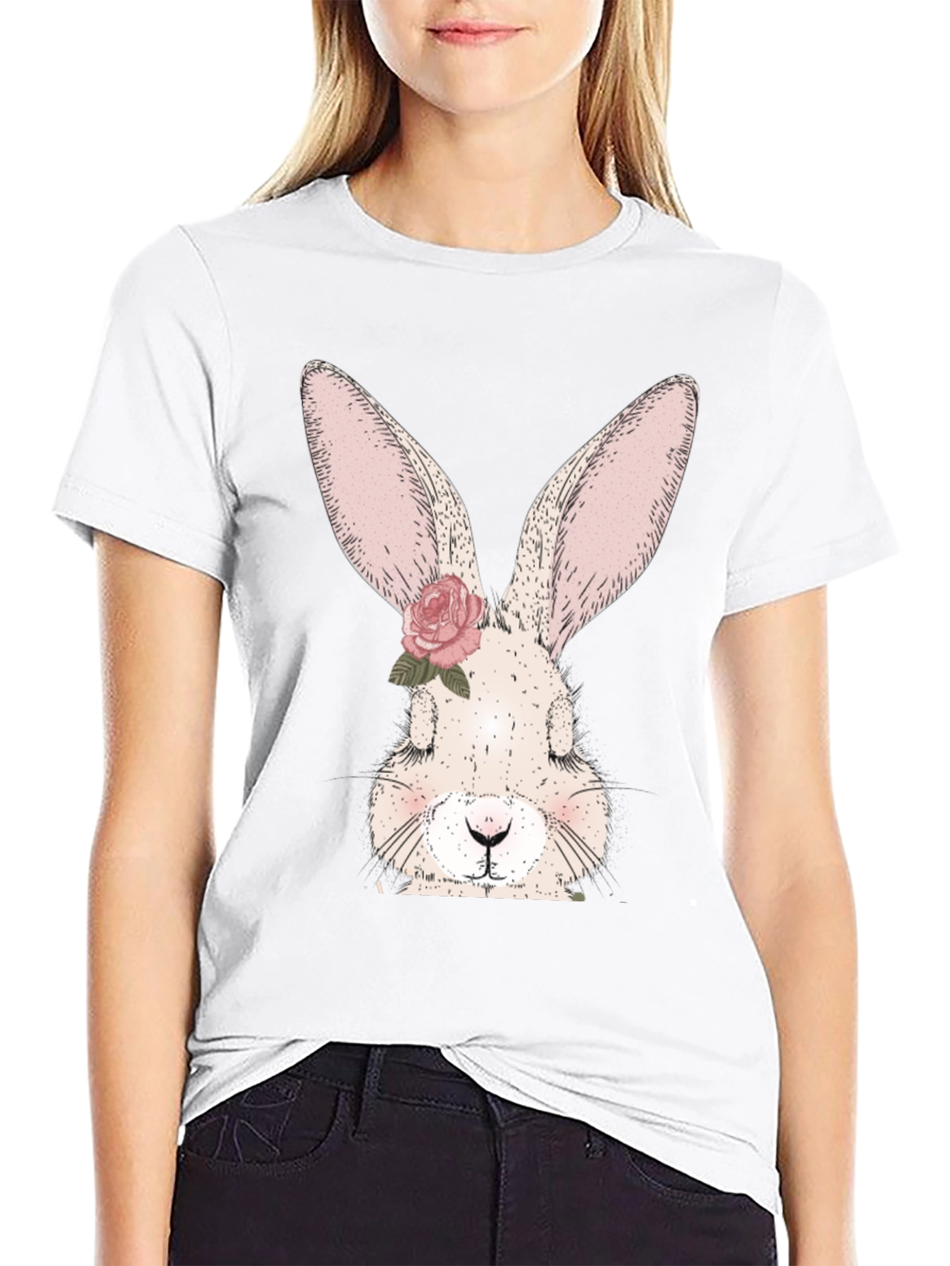 Floral Bunny Graphic Tee - Cute Rabbit T-Shirt