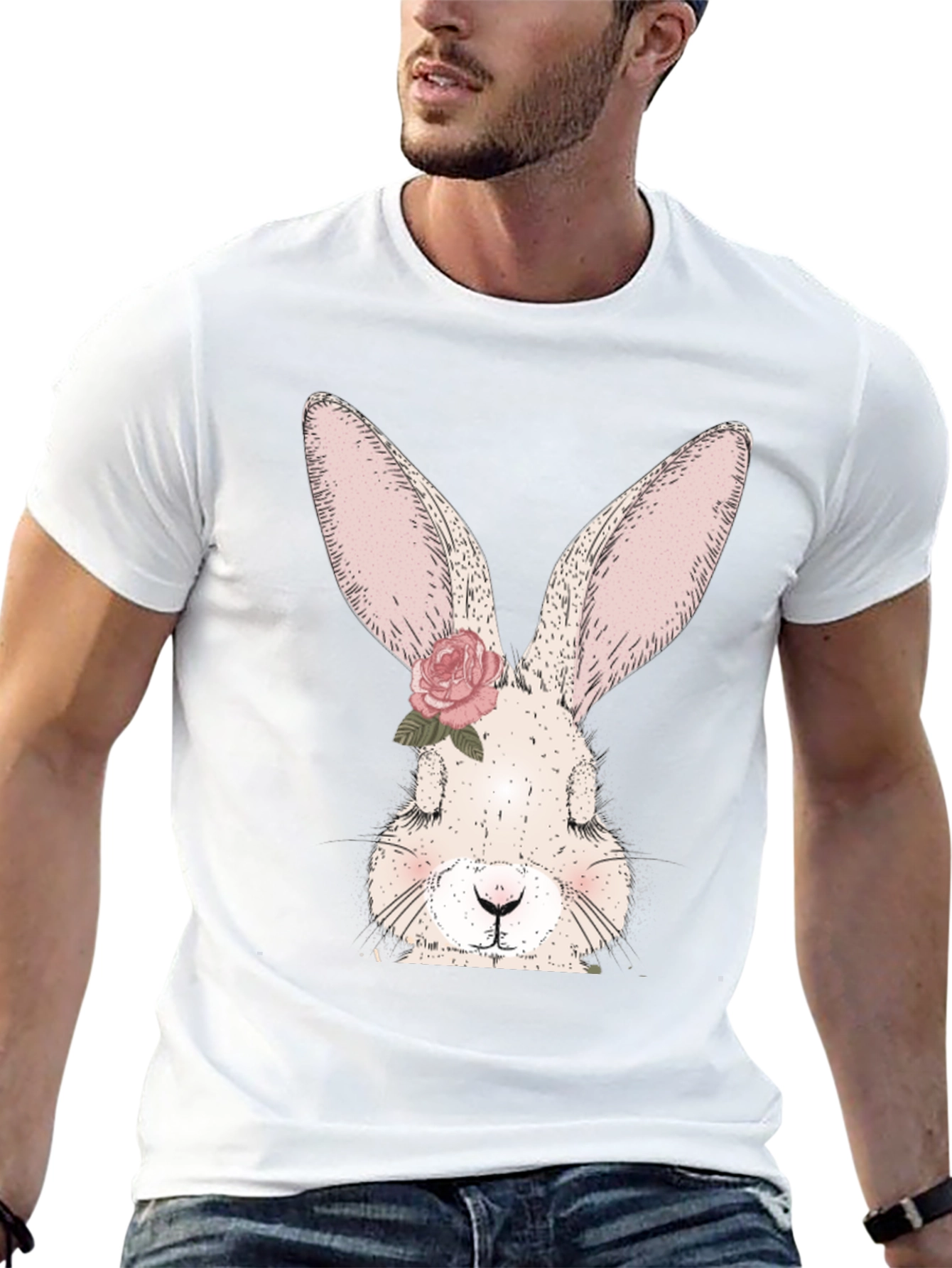 Floral Bunny Graphic Tee - Cute Rabbit T-Shirt
