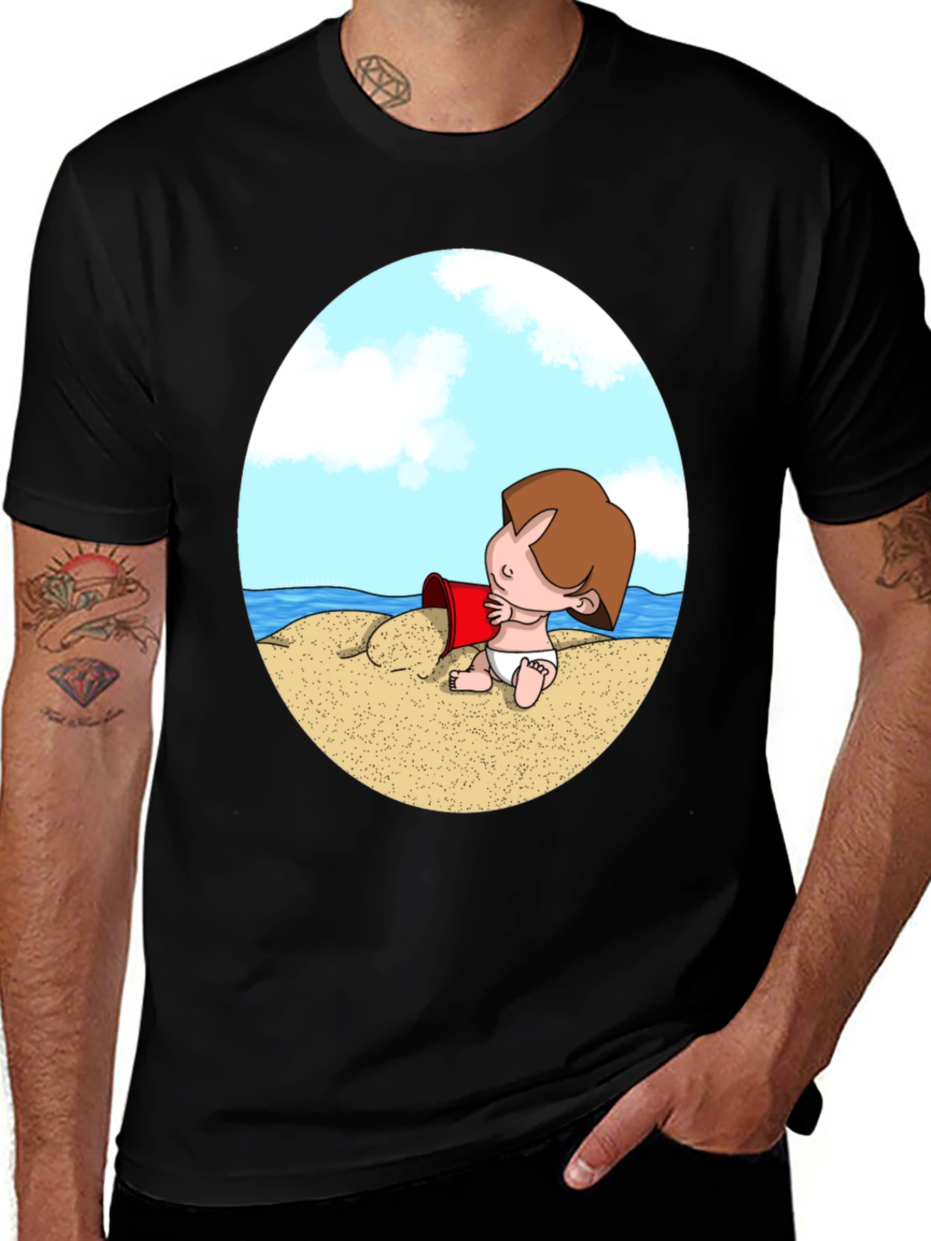 Beach Baby Graphic T-Shirt - Black