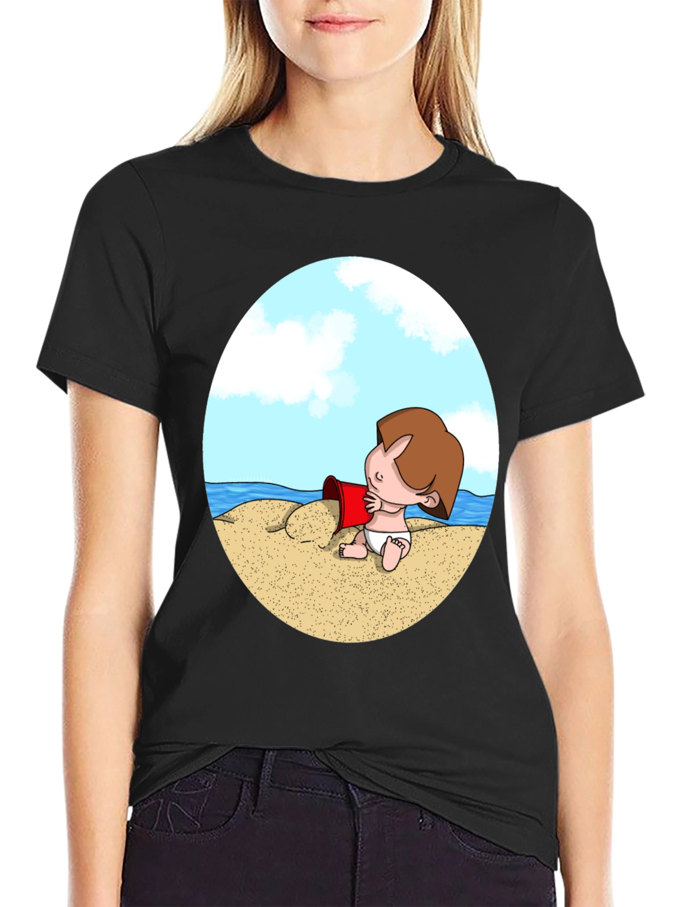 Beach Baby Graphic T-Shirt - Black
