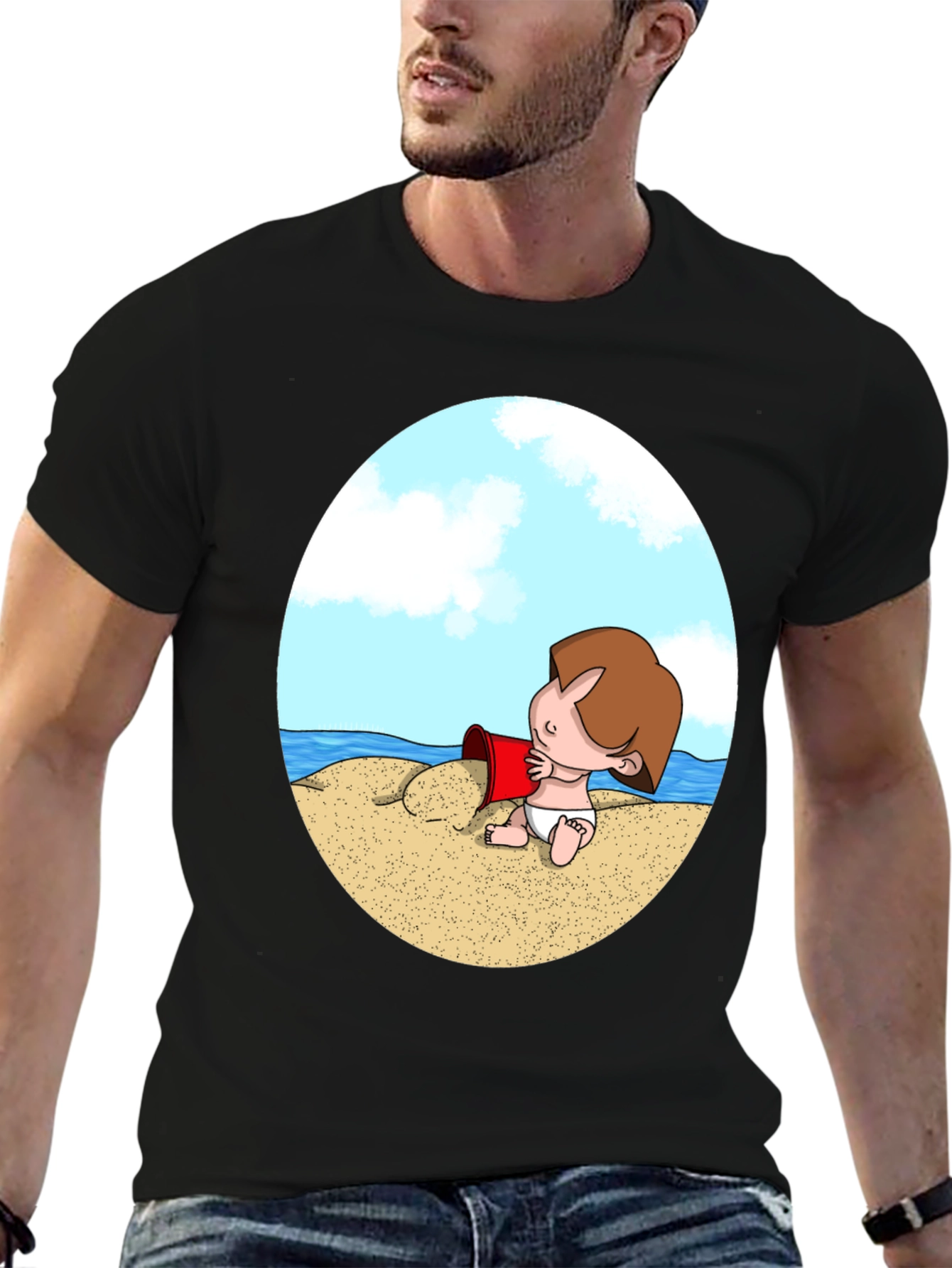 Beach Baby Graphic T-Shirt - Black