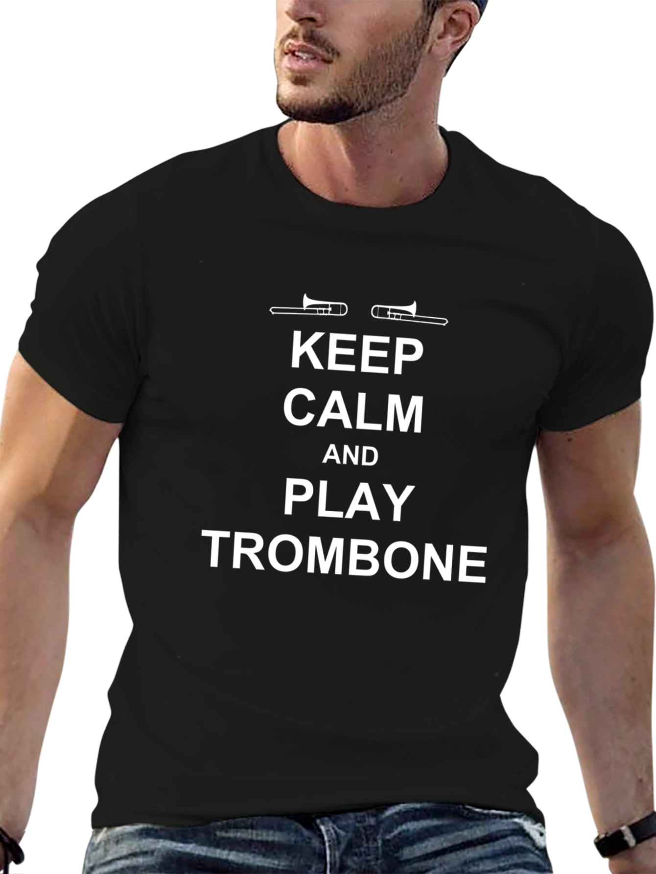 Keep Calm and Play Trombone Black T-Shirt