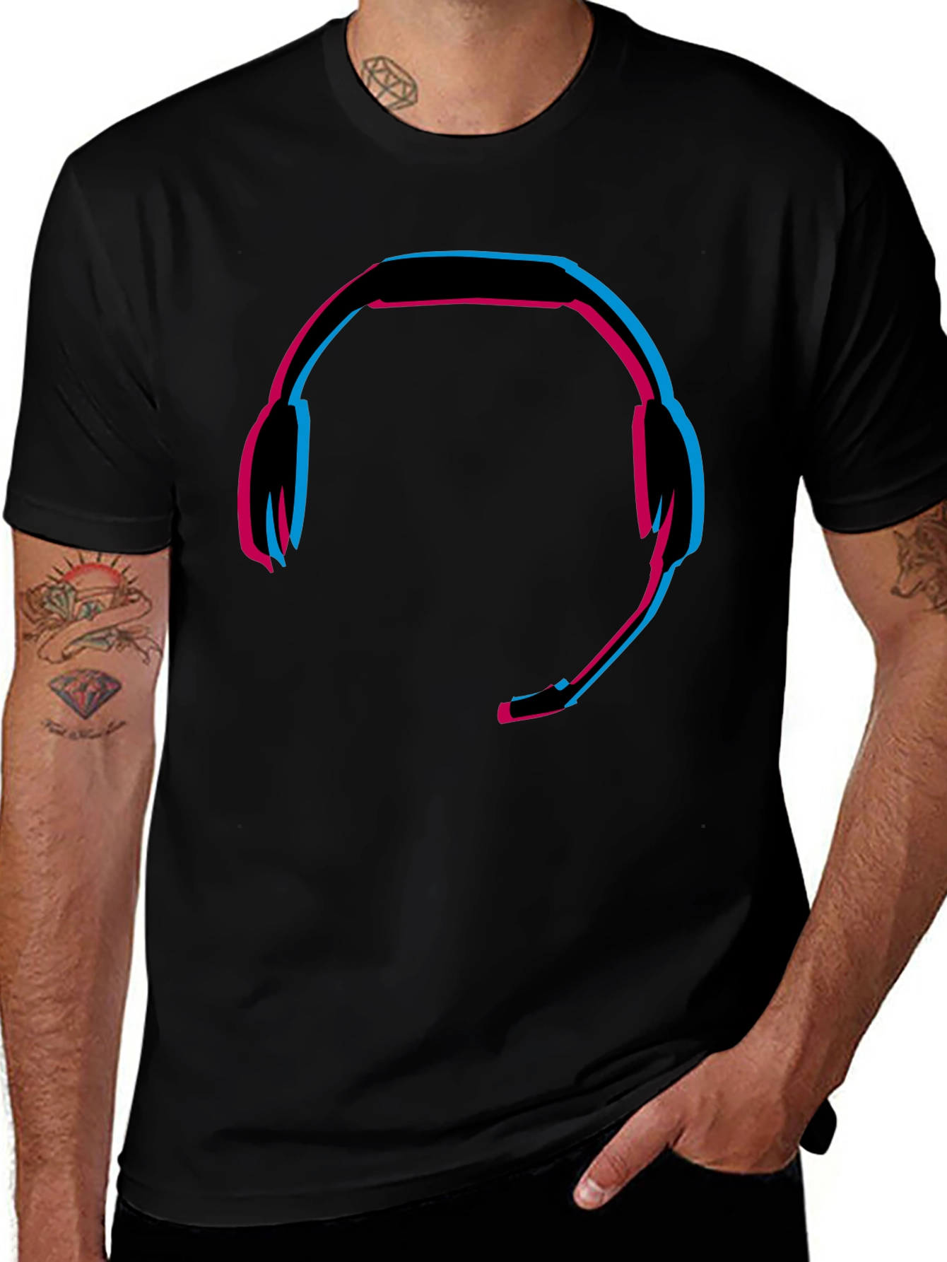 Headset Glitch Style Graphic Tee - Gamer T-Shirt