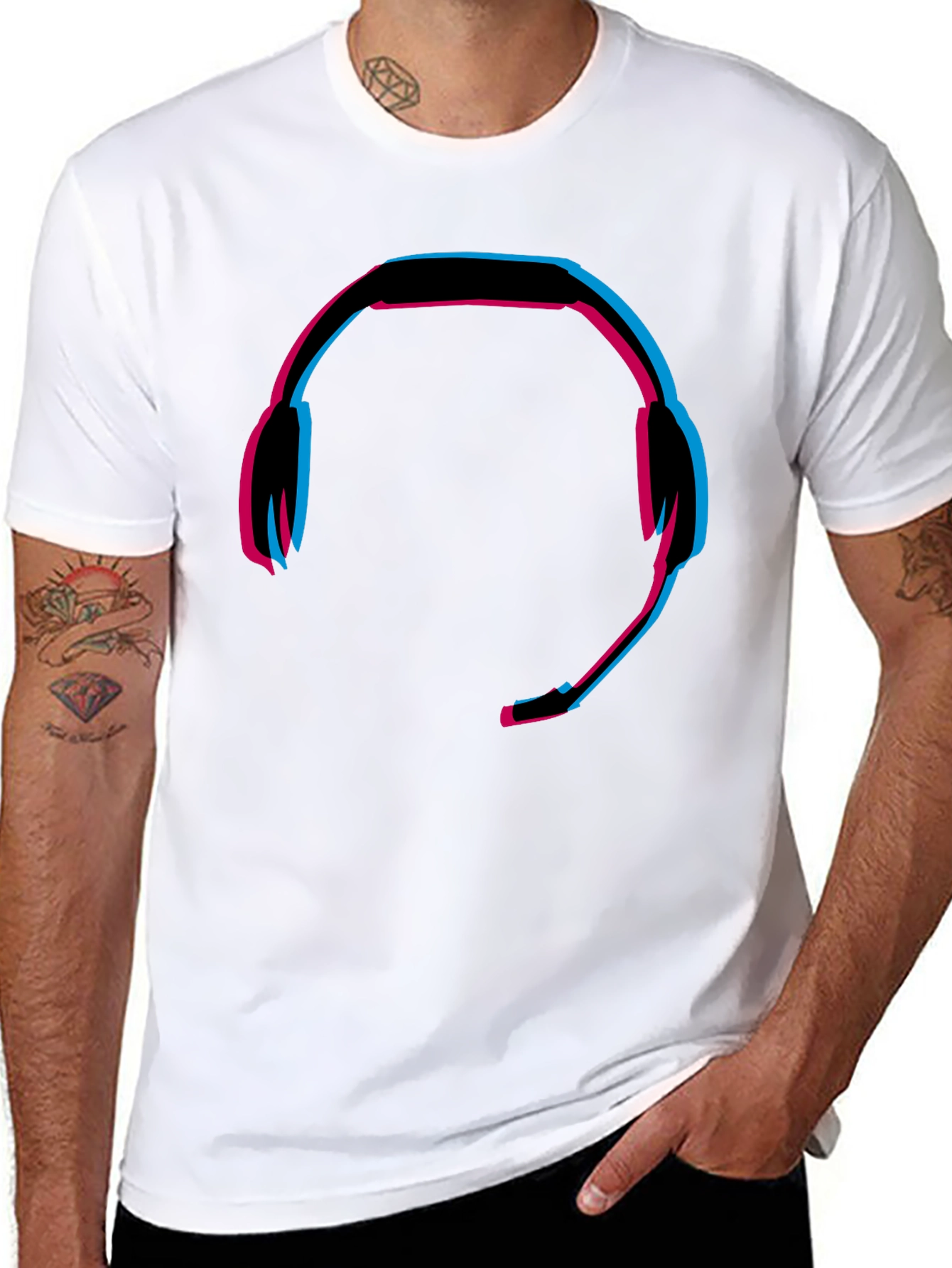 Headset Glitch Style Graphic Tee - Gamer T-Shirt