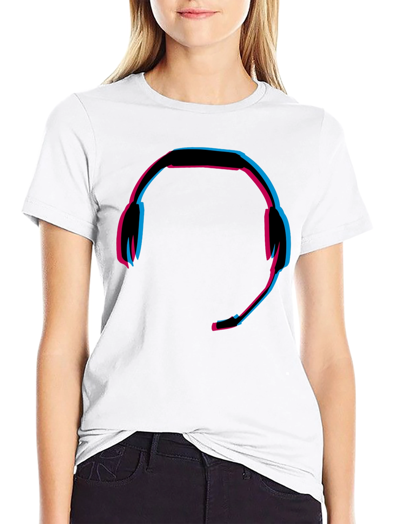 Headset Glitch Style Graphic Tee - Gamer T-Shirt