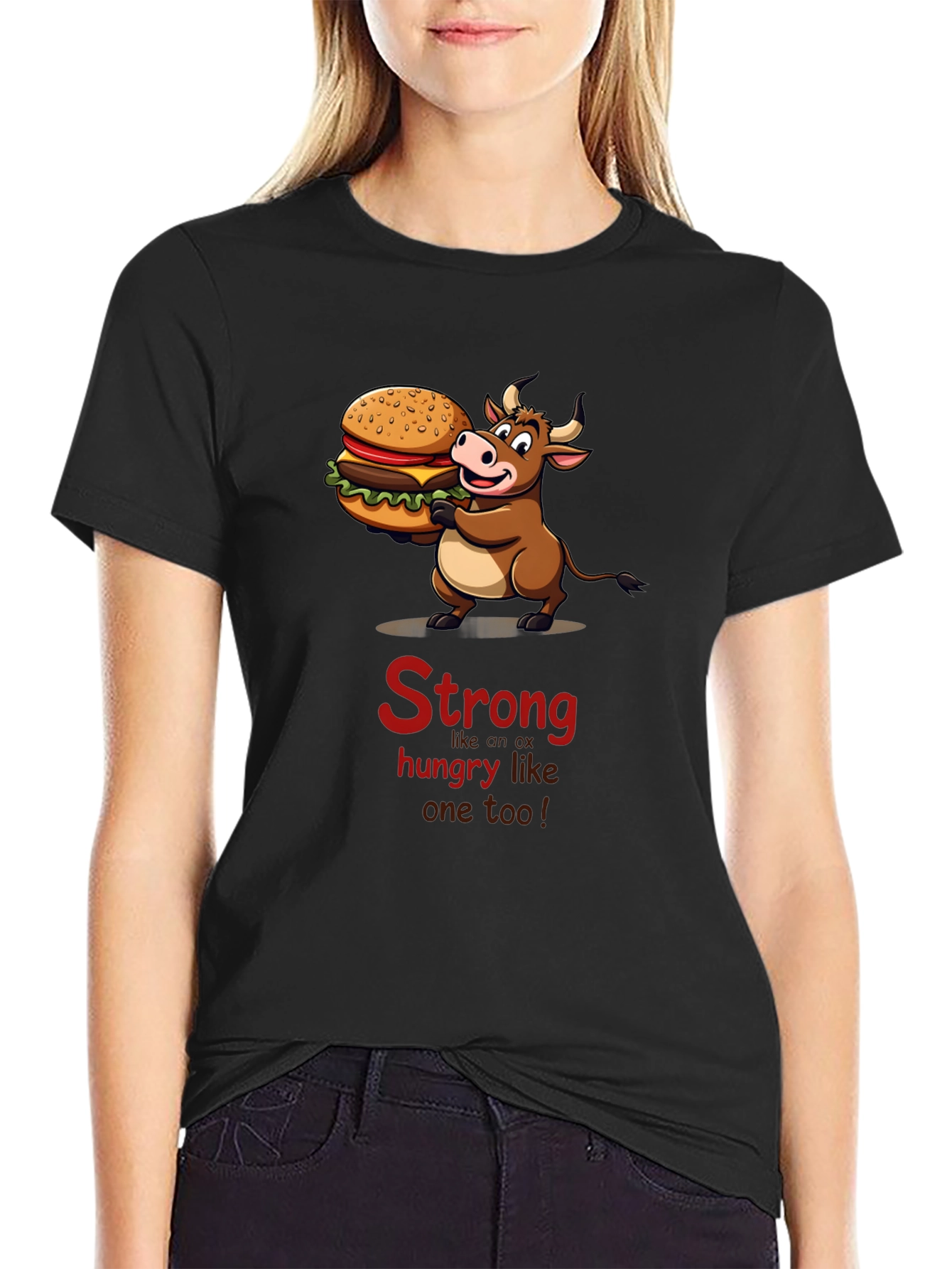 Strong Hungry Bull Burger T-Shirt