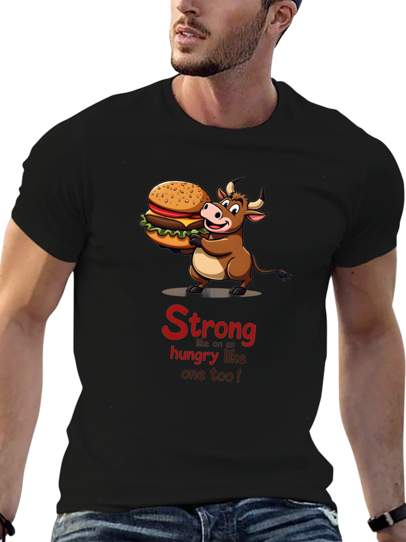 Strong Hungry Bull Burger T-Shirt