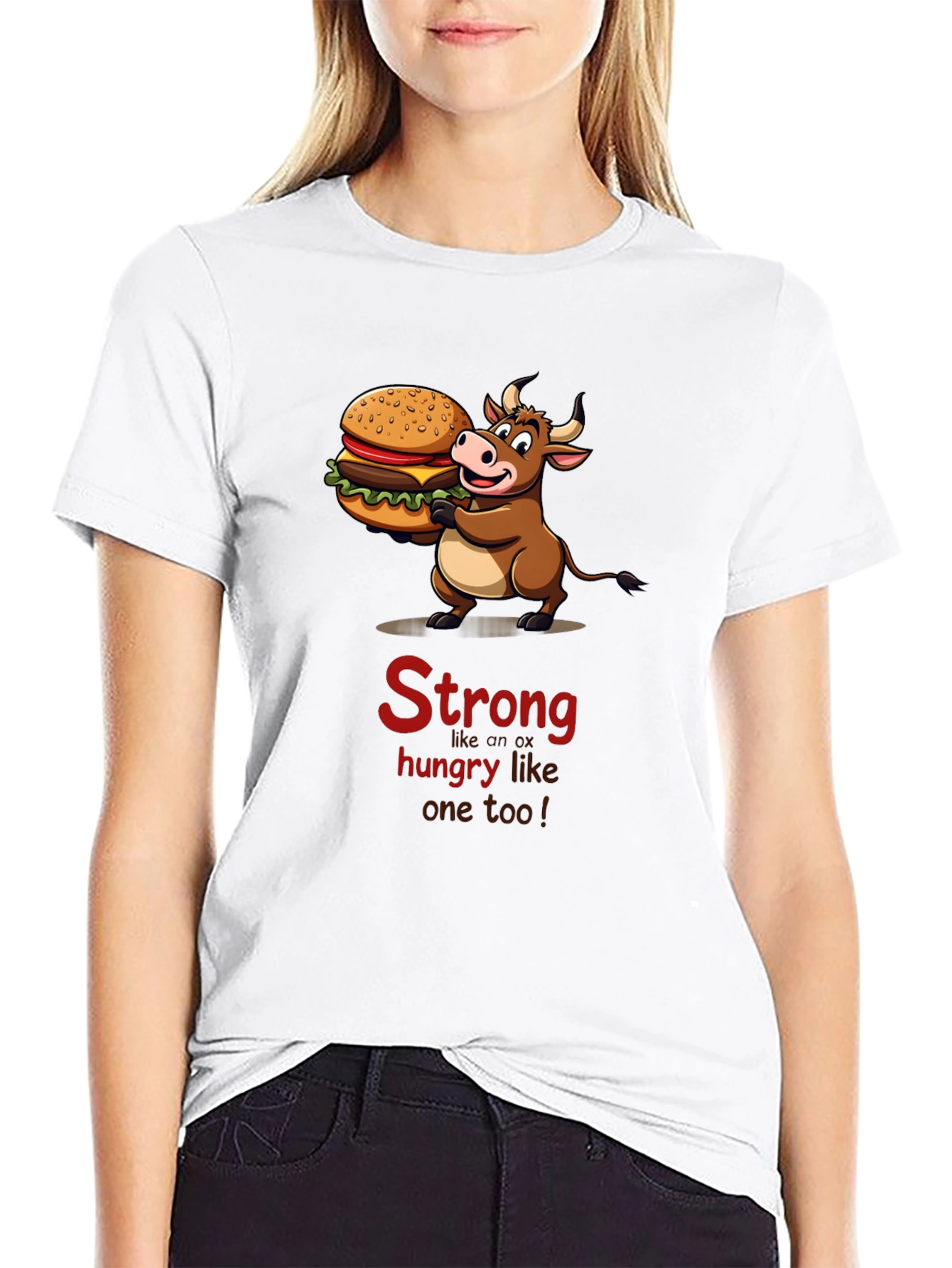 Strong Hungry Bull Burger T-Shirt