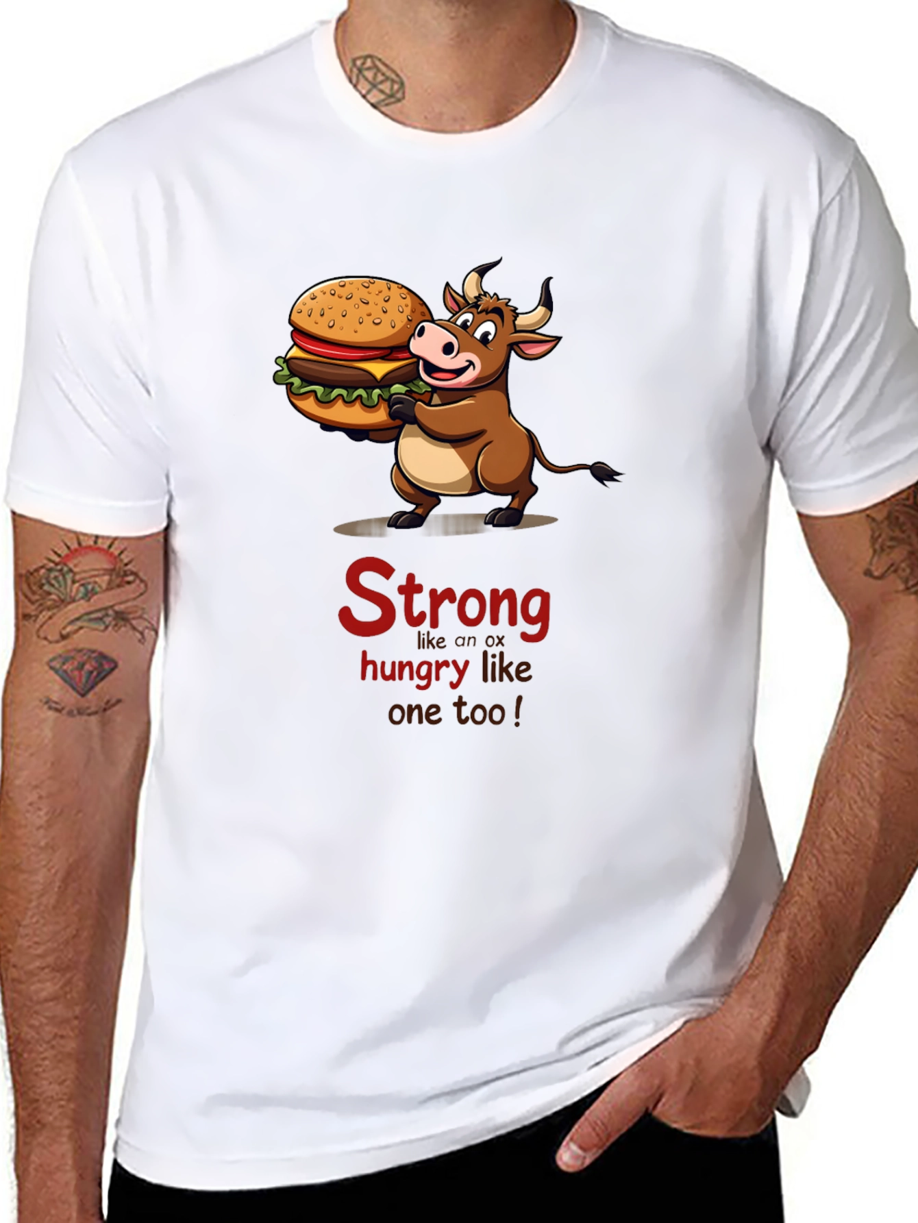 Strong Hungry Bull Burger T-Shirt