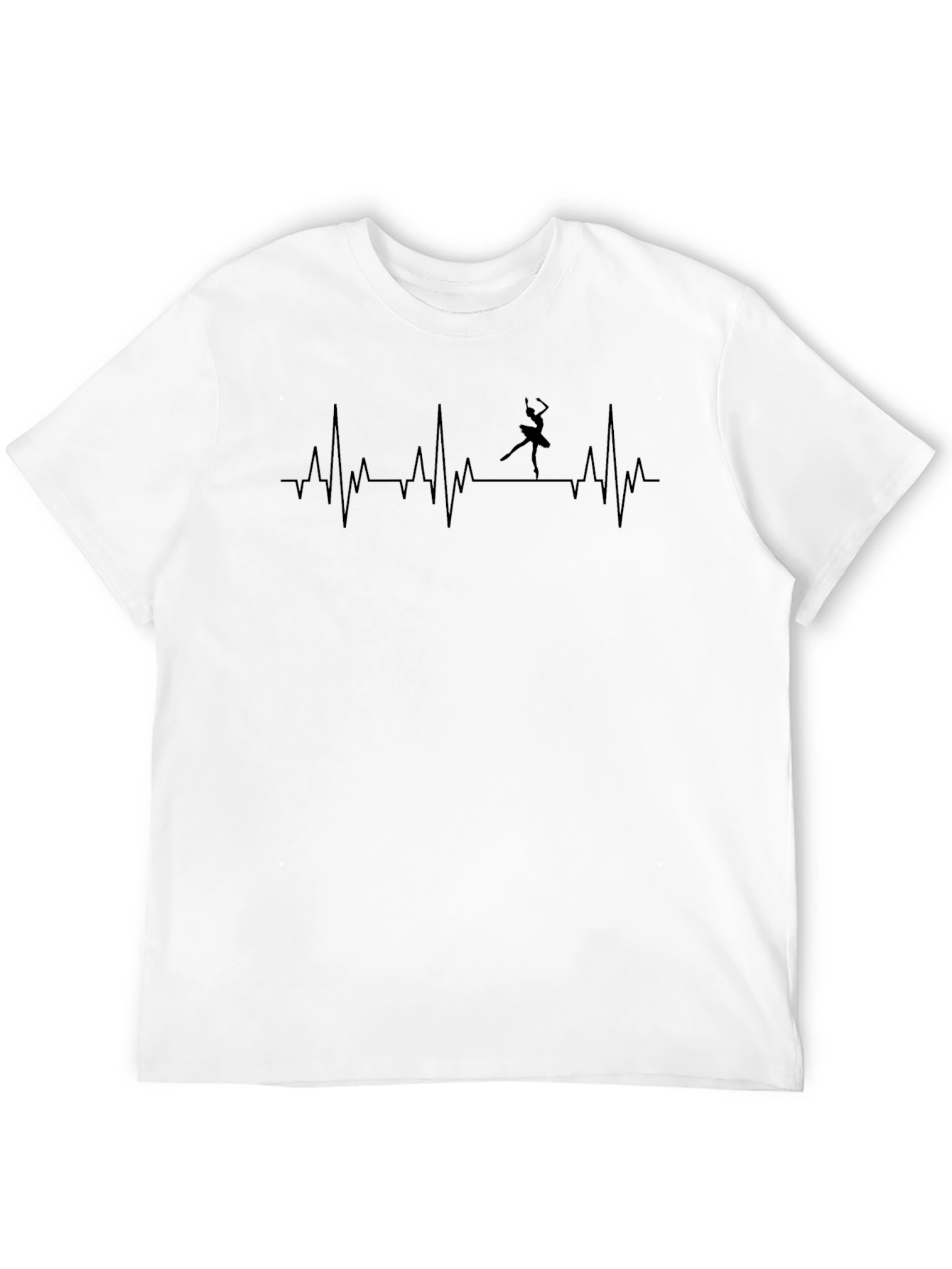 Heartbeat Ballerina Graphic Tee - Black Cotton T-Shirt